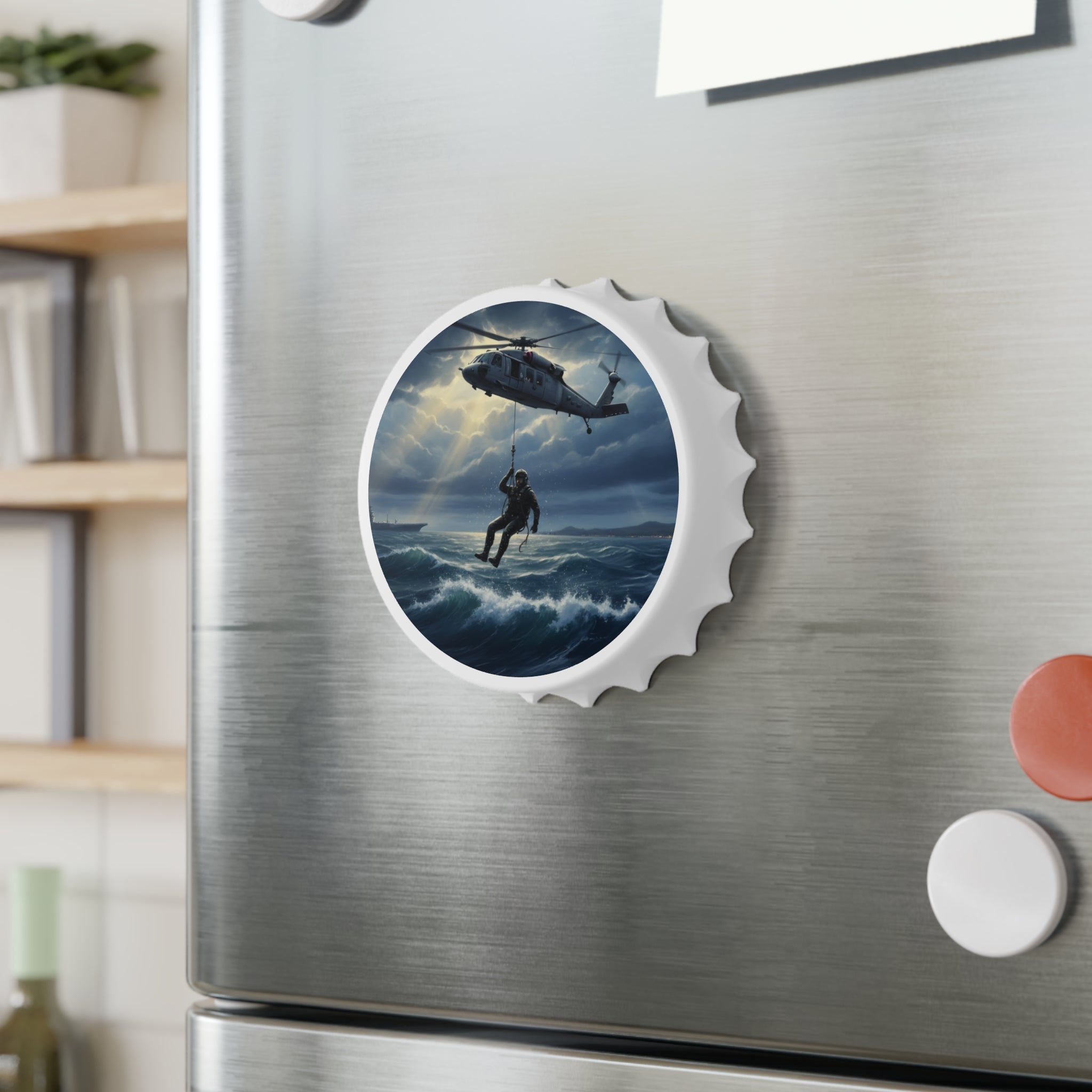 Bottle Opener — Search and Rescue Helicopter Scene Magnetic Bottle Cap Opener