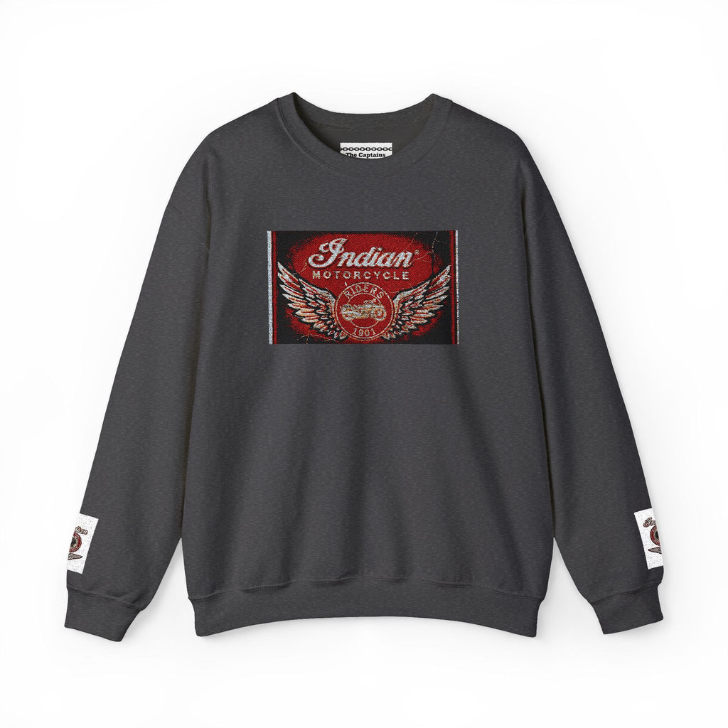 Vintage Motorcycle Crewneck Sweatshirt — 'Indian Motorcycles' Winged Logo