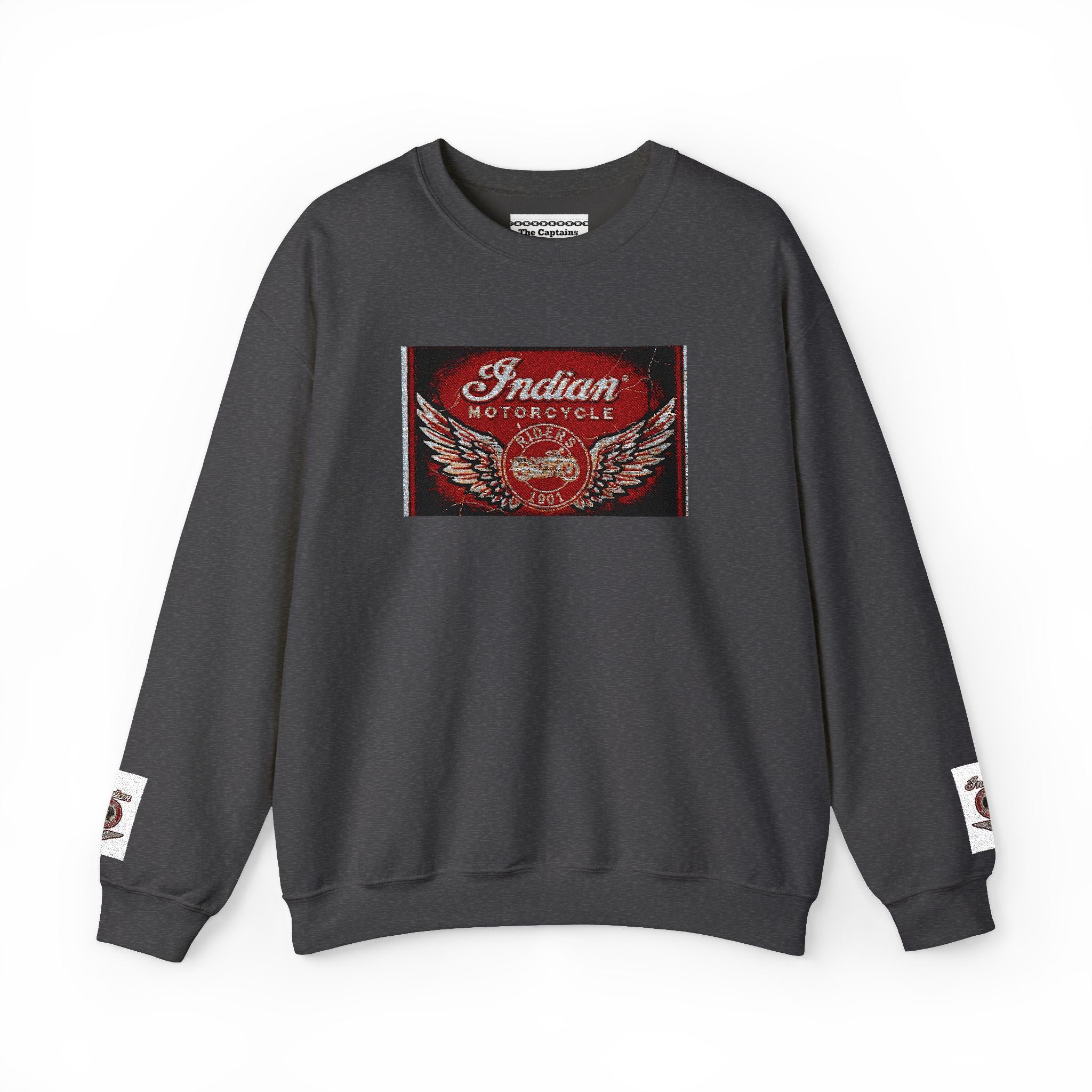 Vintage Motorcycle Crewneck Sweatshirt — 'Indian Motorcycles' Winged Logo