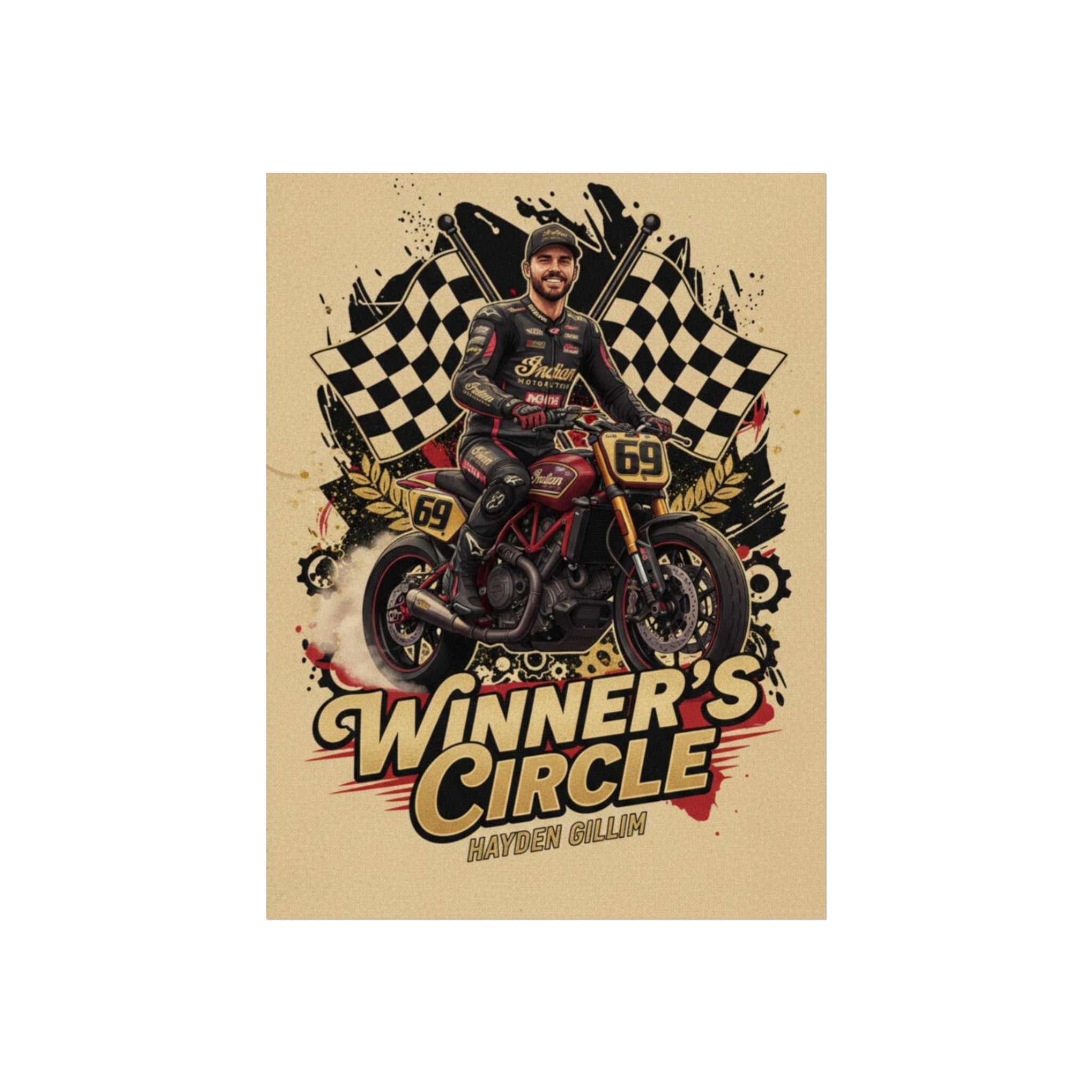 Winner's Circle Motorcycle Poster — Vintage Racing Fine Art Print