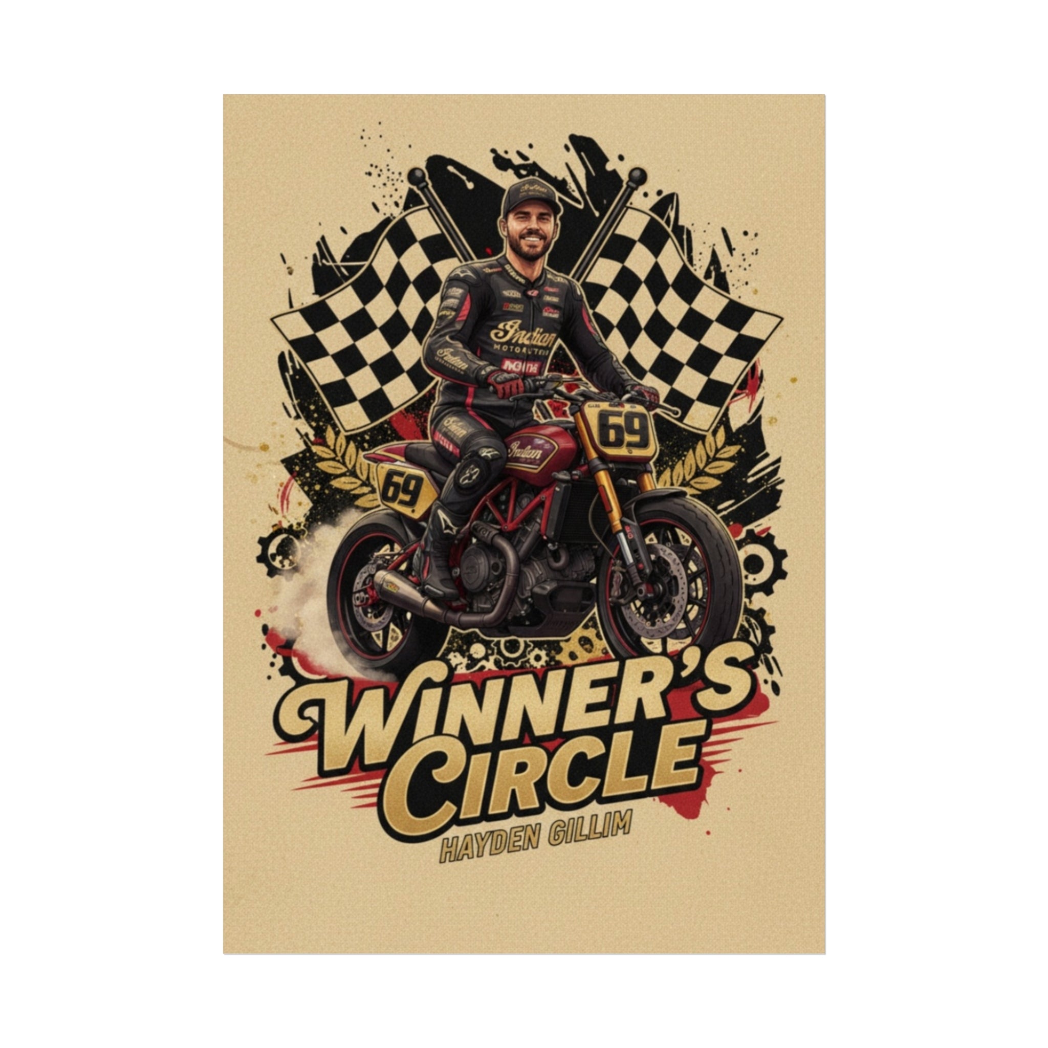 Winner's Circle Motorcycle Poster — Vintage Racing Fine Art Print
