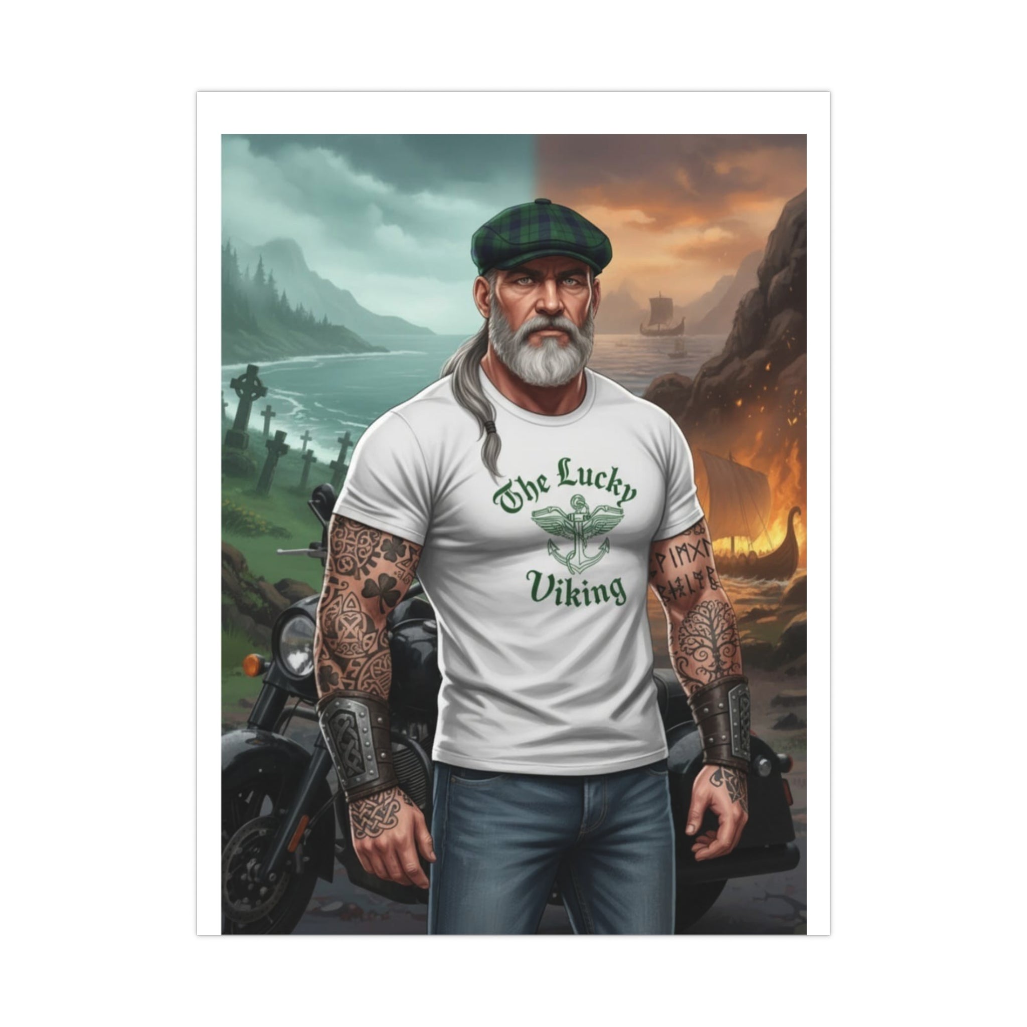 Matte Poster - "The Lucky Viking" Tattooed Norse Warrior Wall Art