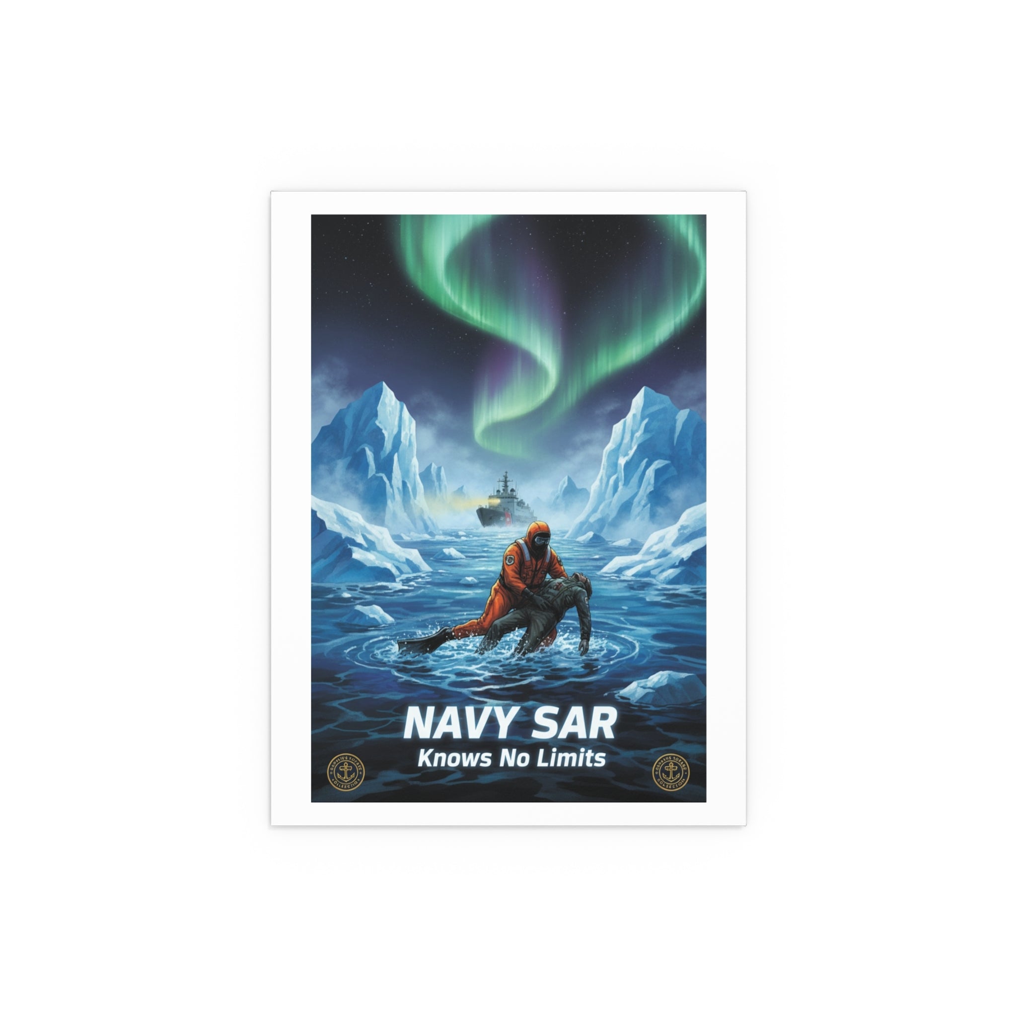 Silk Poster — 'Navy SAR Knows No Limits' Arctic Rescue Wall Art (Indoor/Outdoor)