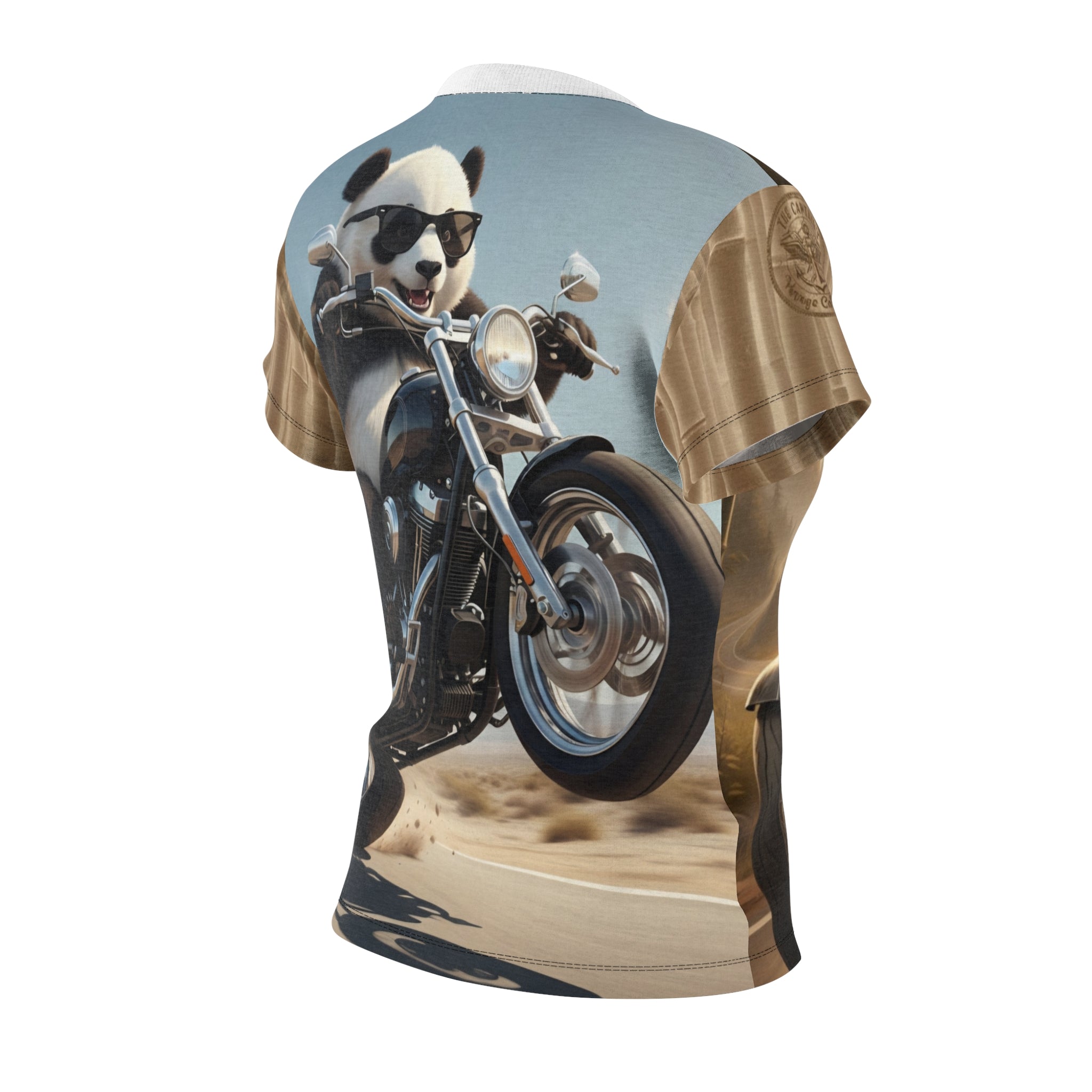 Panda Biker Women's Tee – Motorcycle Riding Panda All-Over Print Shirt