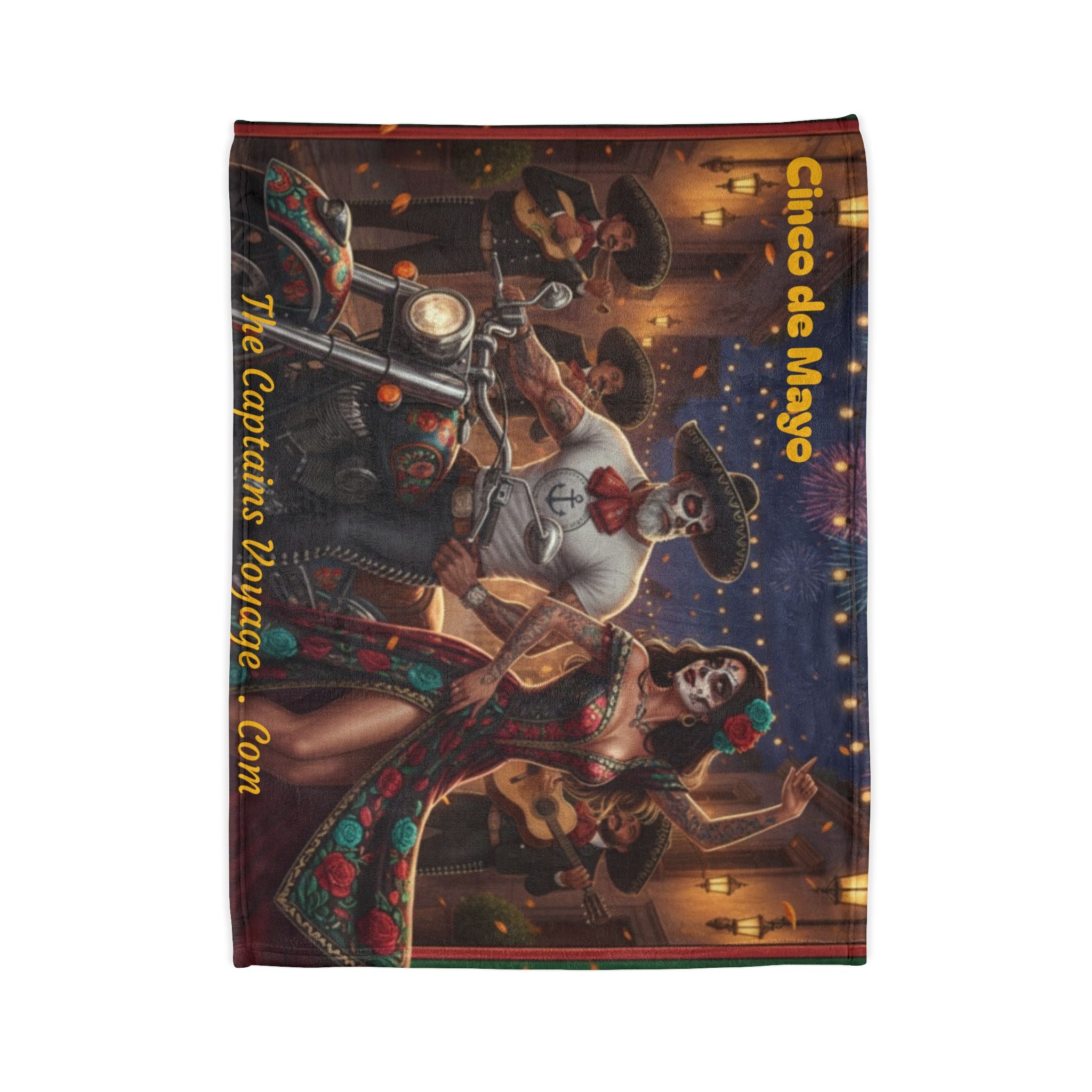 Cinco de Mayo Sugar Skull Blanket — Day of the Dead Mexican Fiesta Throw