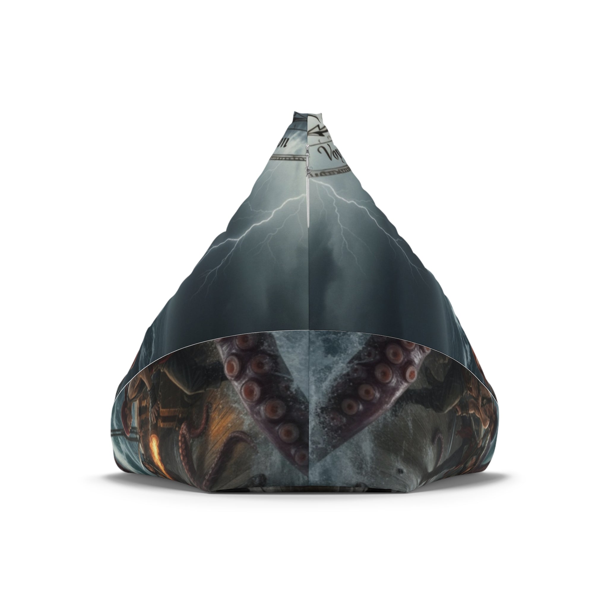 Bean Bag Chair Cover — Stormy Sea Pirate Captain & Kraken Illustration
