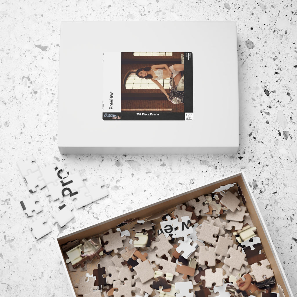 Vintage Motorcycle Pin-Up Puzzle – 520/1014 Piece Photo Jigsaw