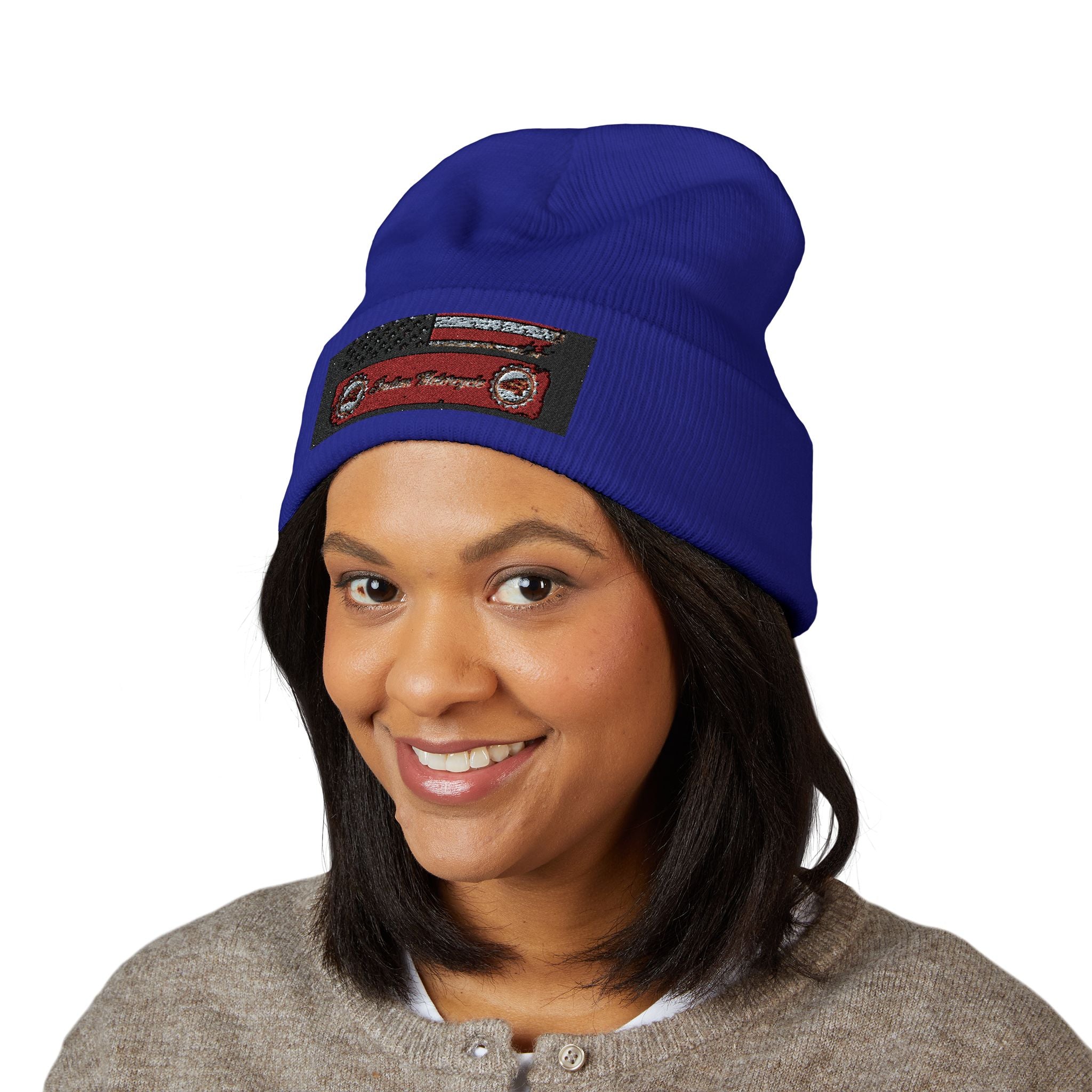 Retro Cassette Embroidered Beanie — Vintage Music Knit Hat