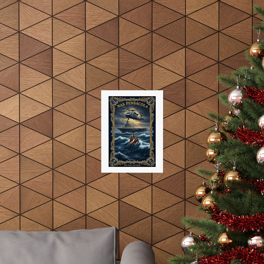 NAS Pensacola Rescue Poster — Matte Vertical Military Wall Art