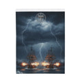 Naval Battle Velveteen Plush Blanket – Stormy Ship Warfare Design