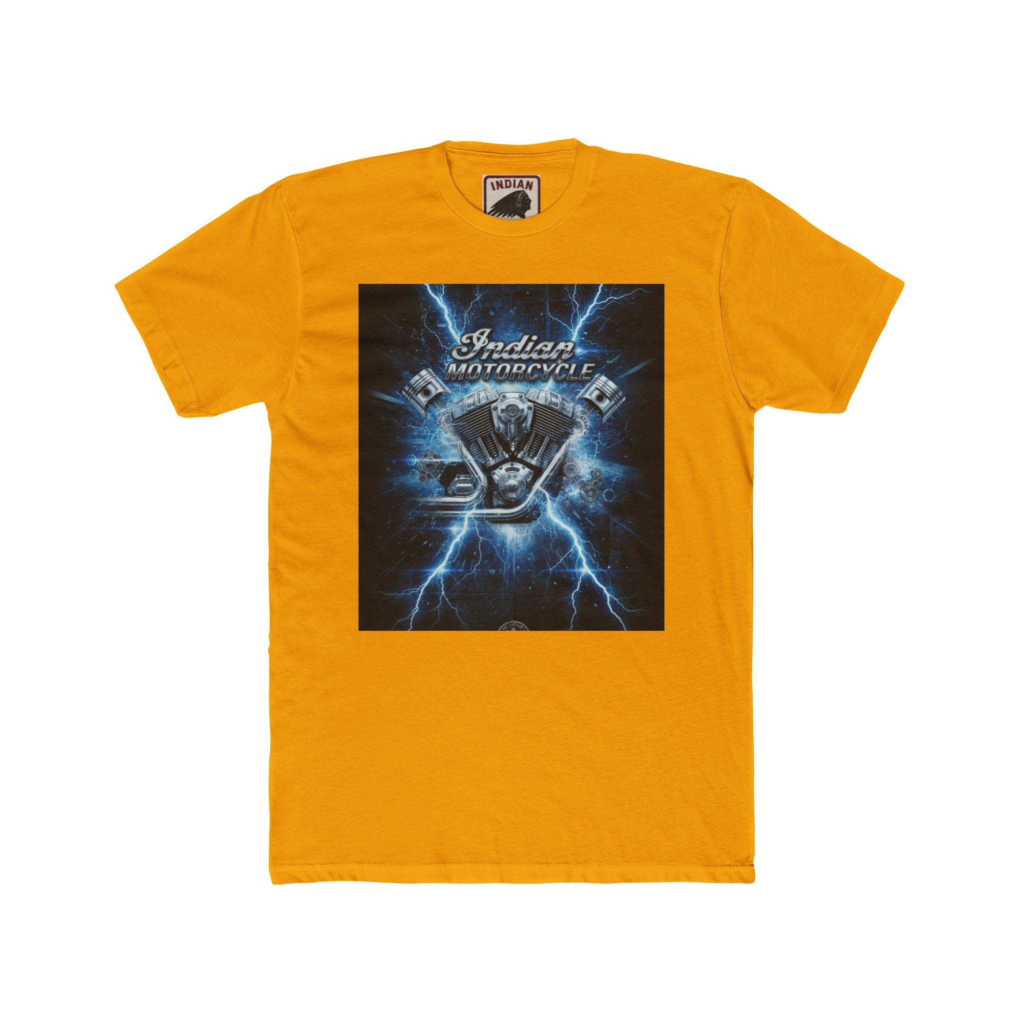 Indian Motorcycle Lightning Engine Tee — Vintage Biker Graphic T-Shirt