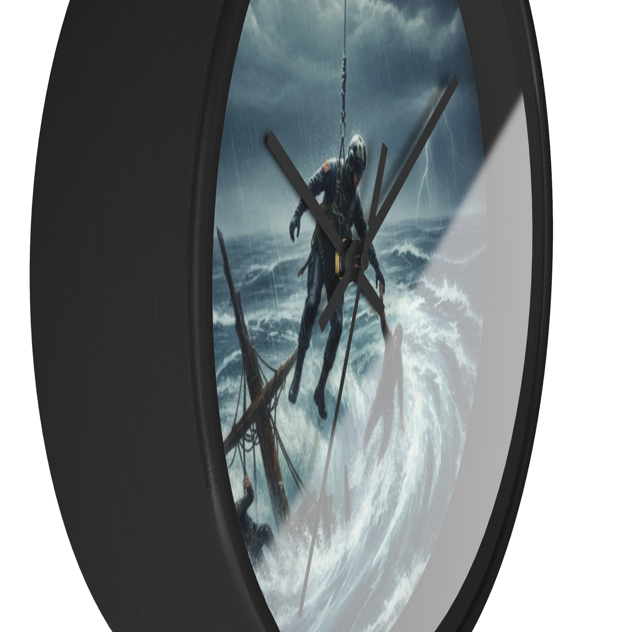 Wall Clock - Dramatic Rescue at Sea Nautical Storm Art Clock