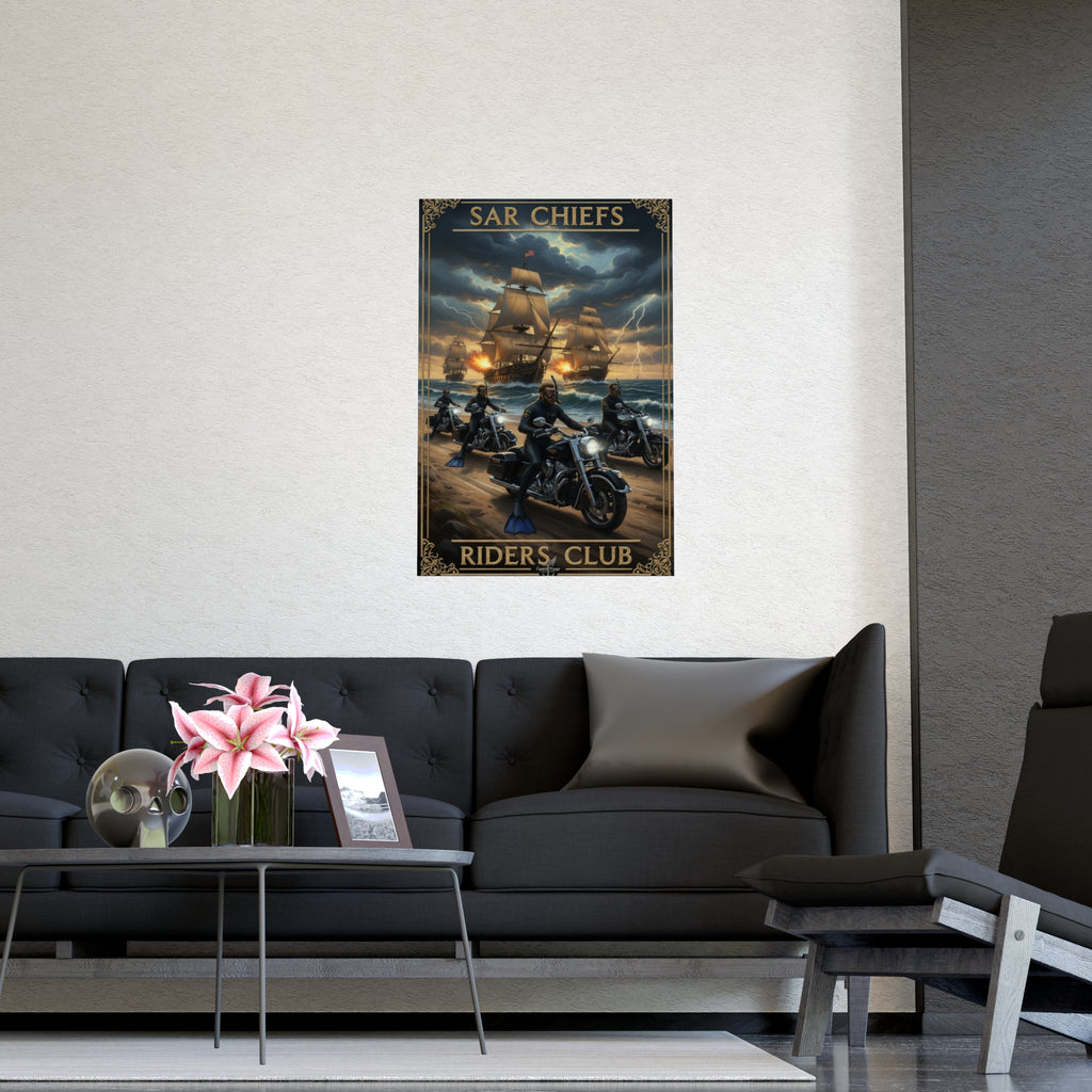 Riders Club Matte Poster — Sea Captain Bikers Vintage Nautical Wall Art