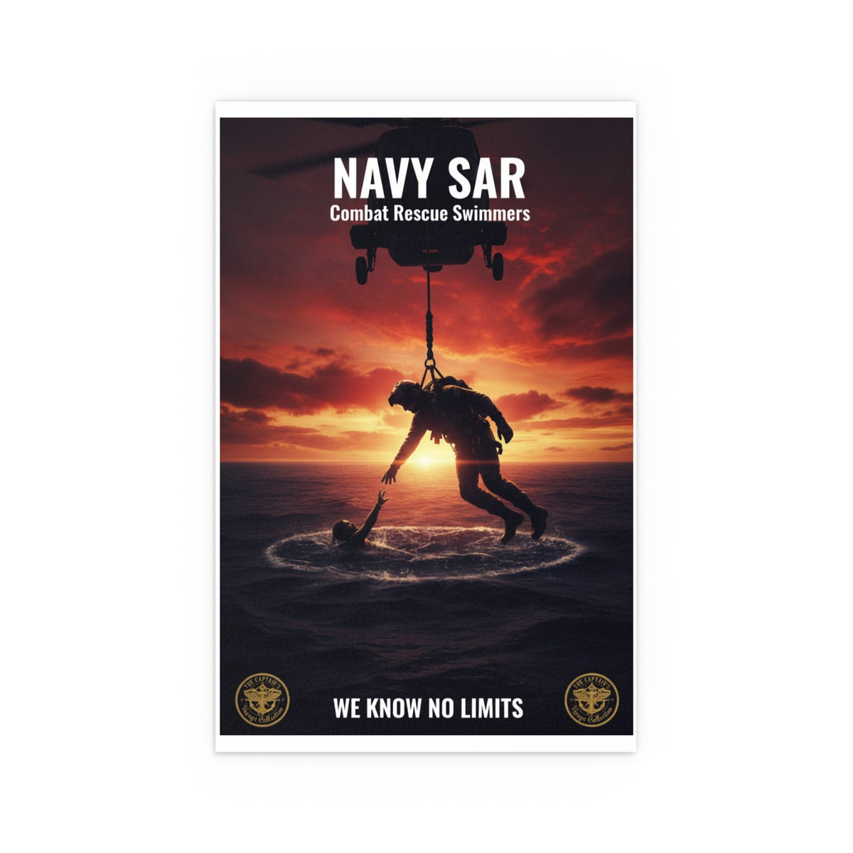 Navy SAR Combat Rescue Swimmers Silk Poster – Military Helicopter Rescue Wall Art