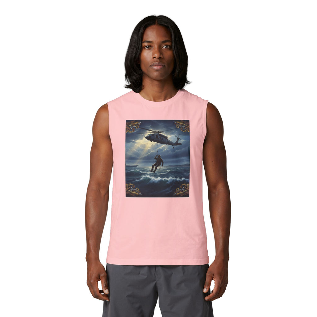 Navy Rescue Helicopter Muscle Tank — '2nd Option: FAFO' Military Search & Rescue Shirt