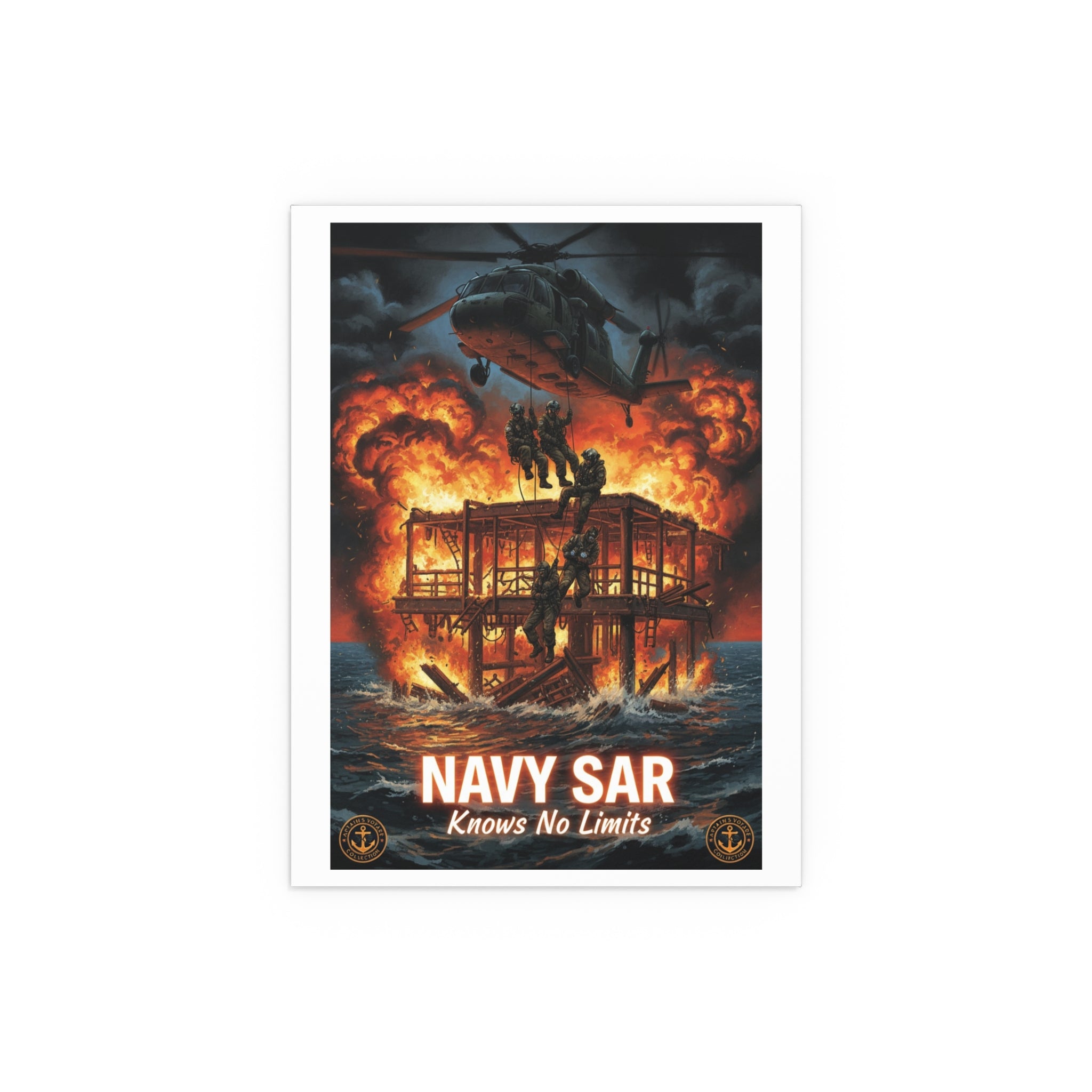 Navy SAR 'Knows No Limits' Rescue Poster - Indoor/Outdoor Silk Print