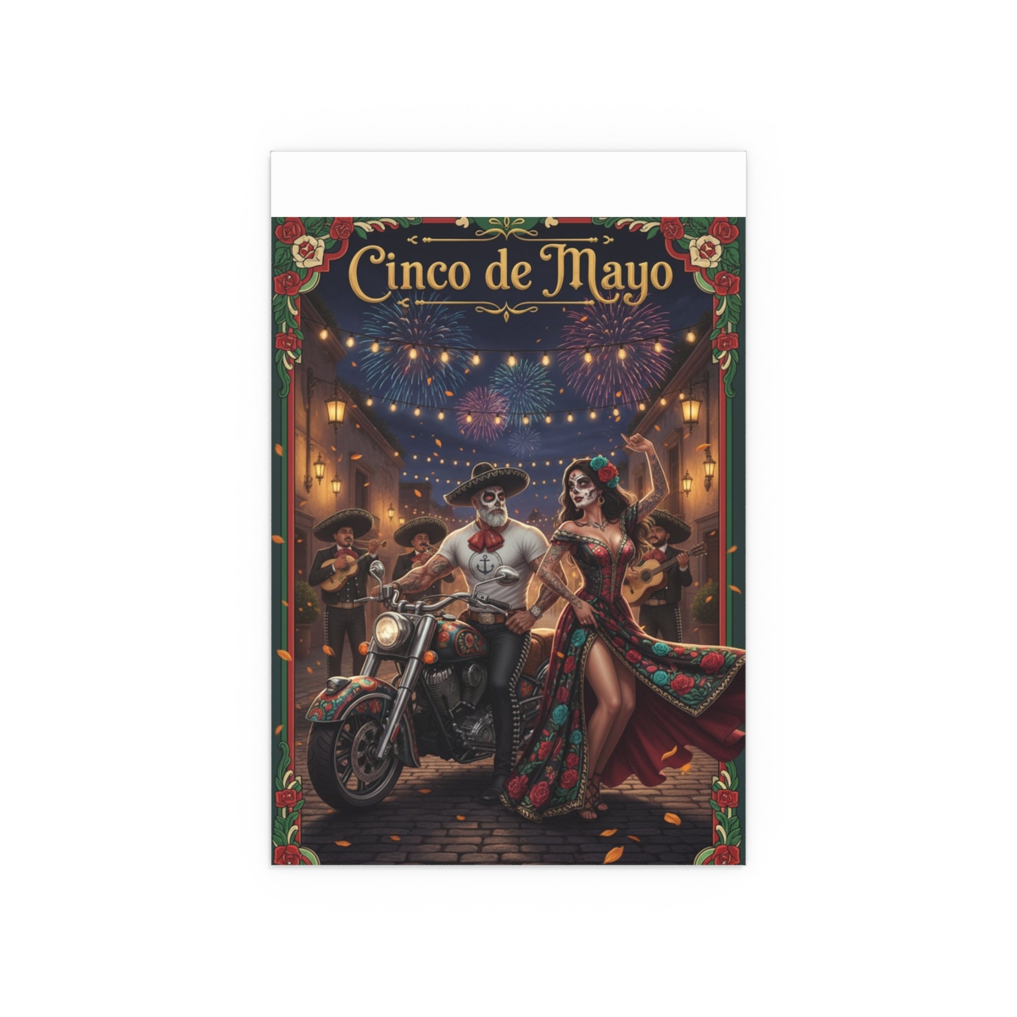 Day of the Dead Biker Silk Poster — Outdoor/Indoor Dia de los Muertos Wall Art