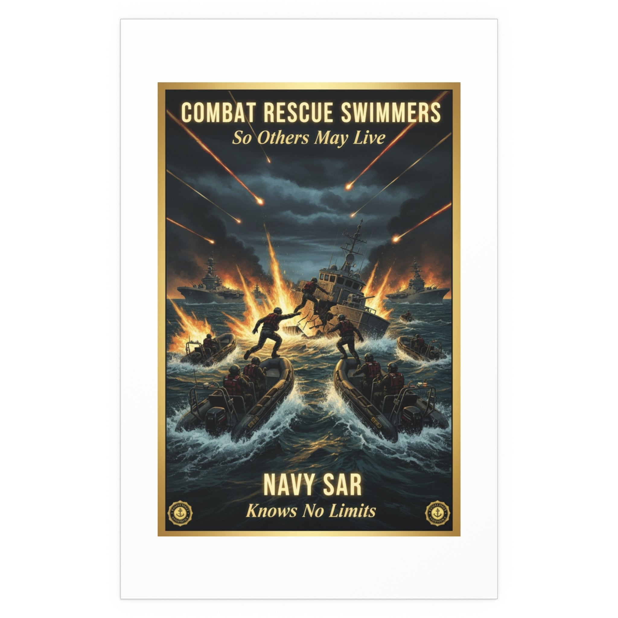 Combat Rescue Swimmers Silk Poster — 'So Others May Live' Navy SAR Wall Art