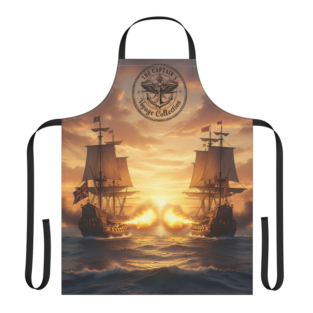 Nautical Sunset Ship Apron — Vintage Pirate Captain Kitchen Apron