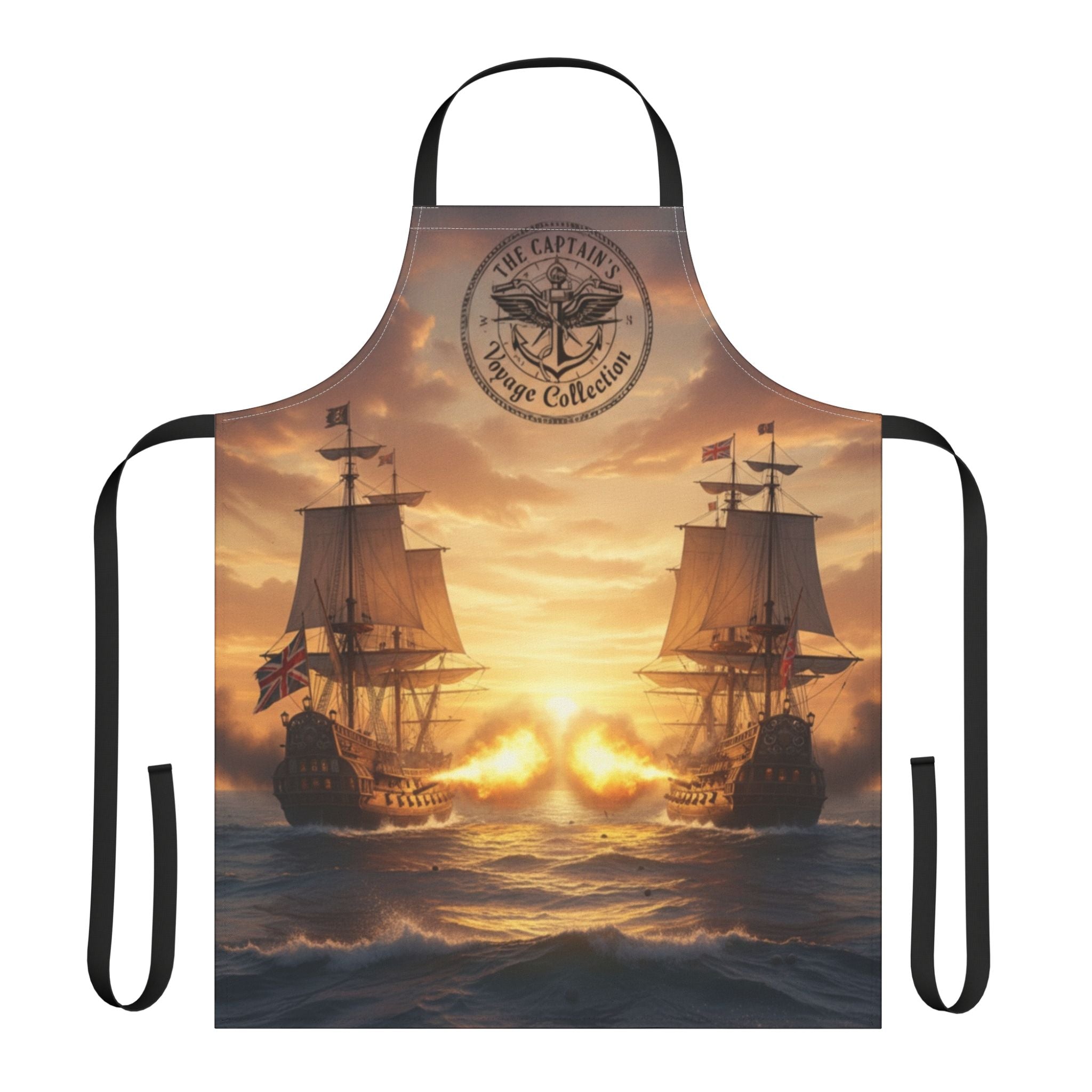Nautical Sunset Ship Apron — Vintage Pirate Captain Kitchen Apron