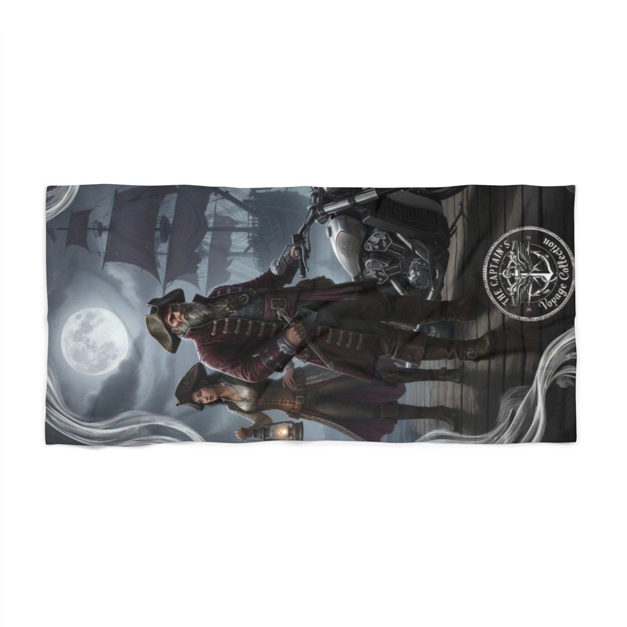 Pirate Captain Beach Towel – Gothic Moonlit Ship Design