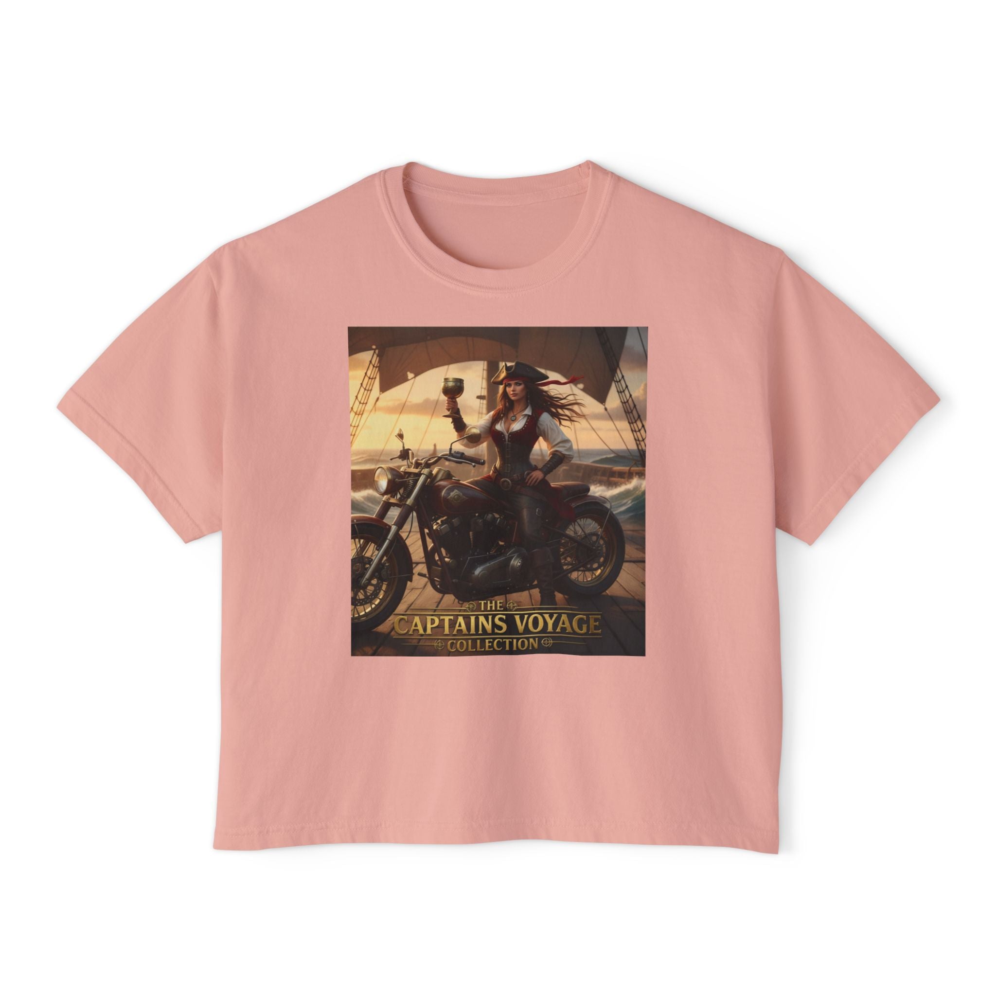 Boxy Tee — Captains Voyage Vintage Motorcycle & Sailing Graphic