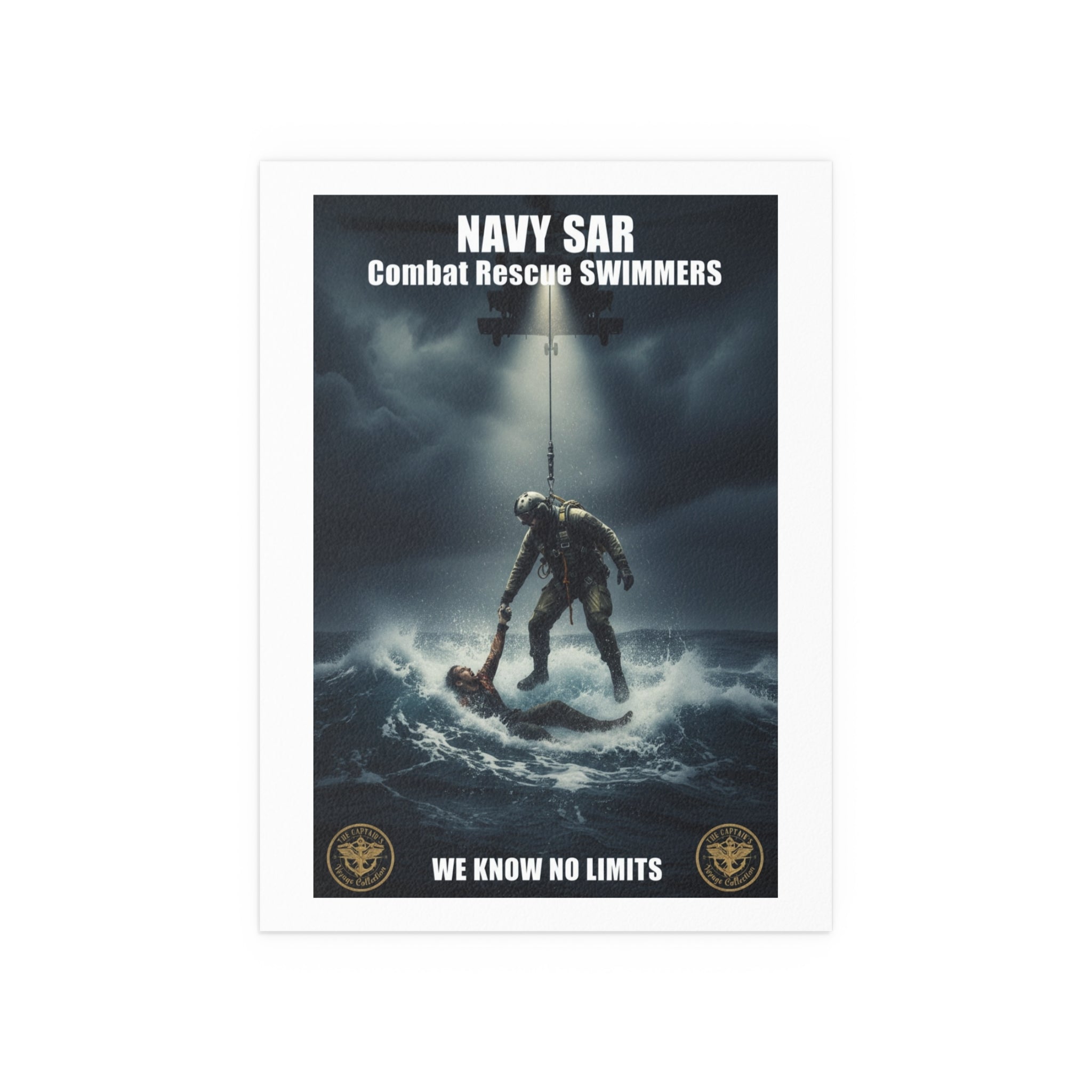 Rescue Diver Silk Poster — Dramatic Ocean Rescue Wall Art