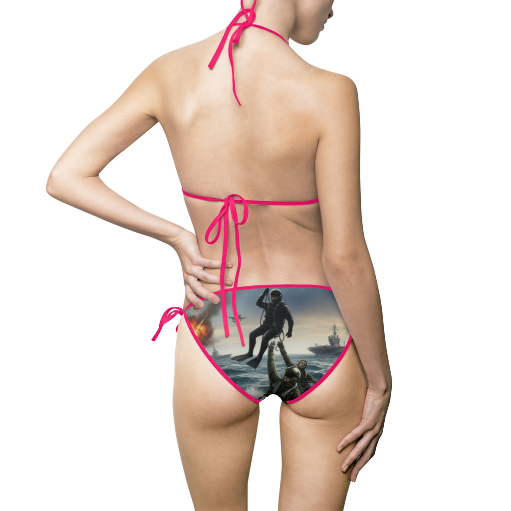 Cloudy Sunset Tie-Strap Bikini — "Mas Pensacoes" Printed Swimsuit