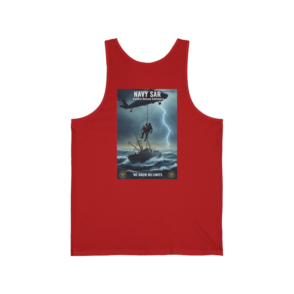 Navy SAR Combat Rescue Tank Top — "We Know No Limits" Military Graphic Tank