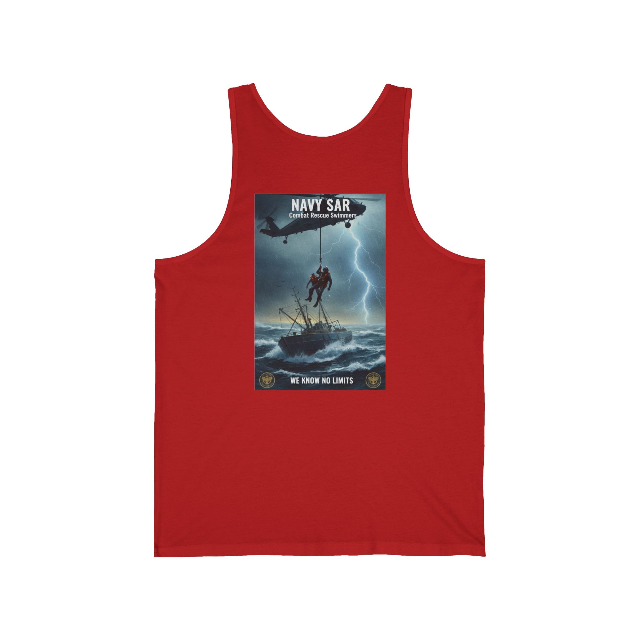 Navy SAR Combat Rescue Tank Top — "We Know No Limits" Military Graphic Tank