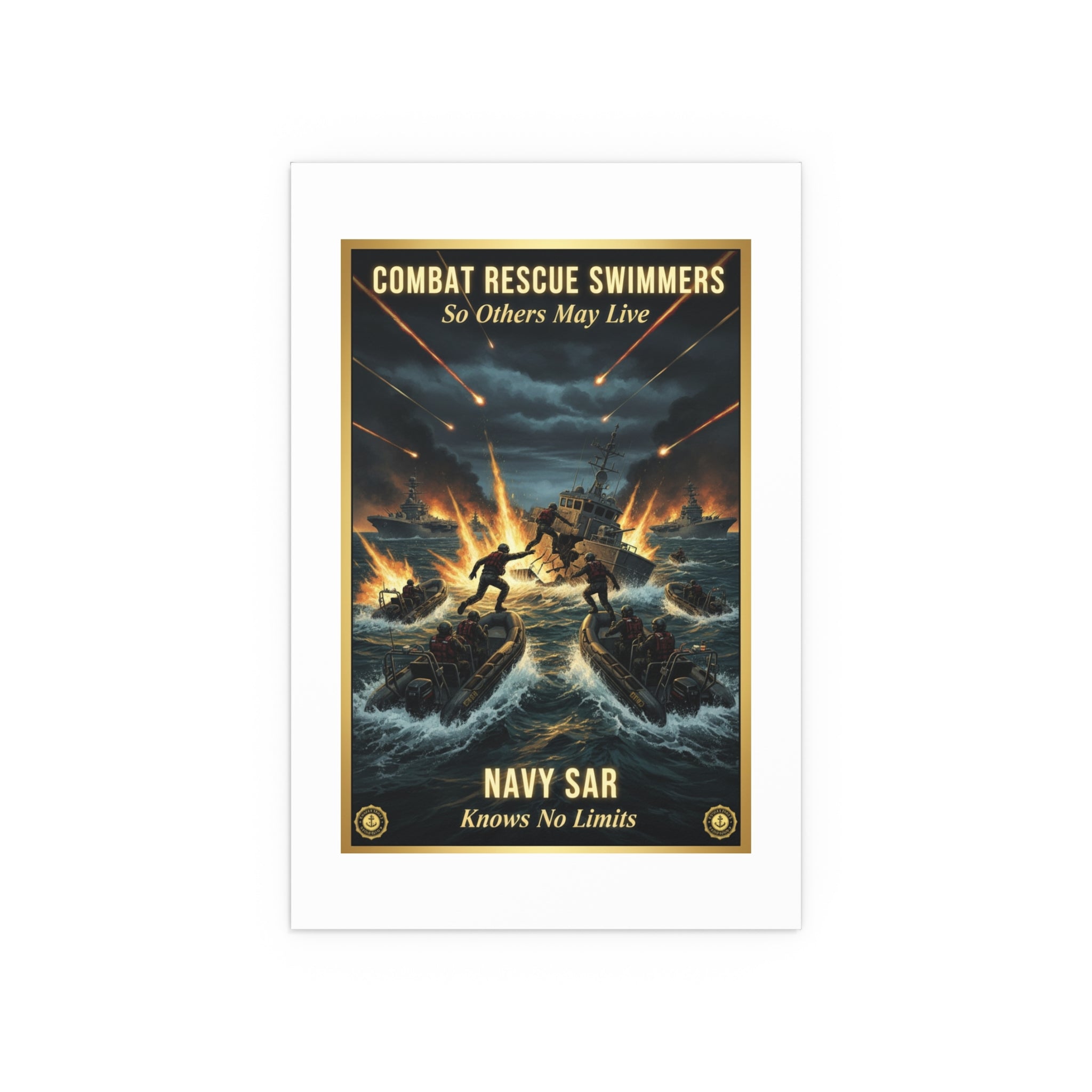 Combat Rescue Swimmers Silk Poster — 'So Others May Live' Navy SAR Wall Art