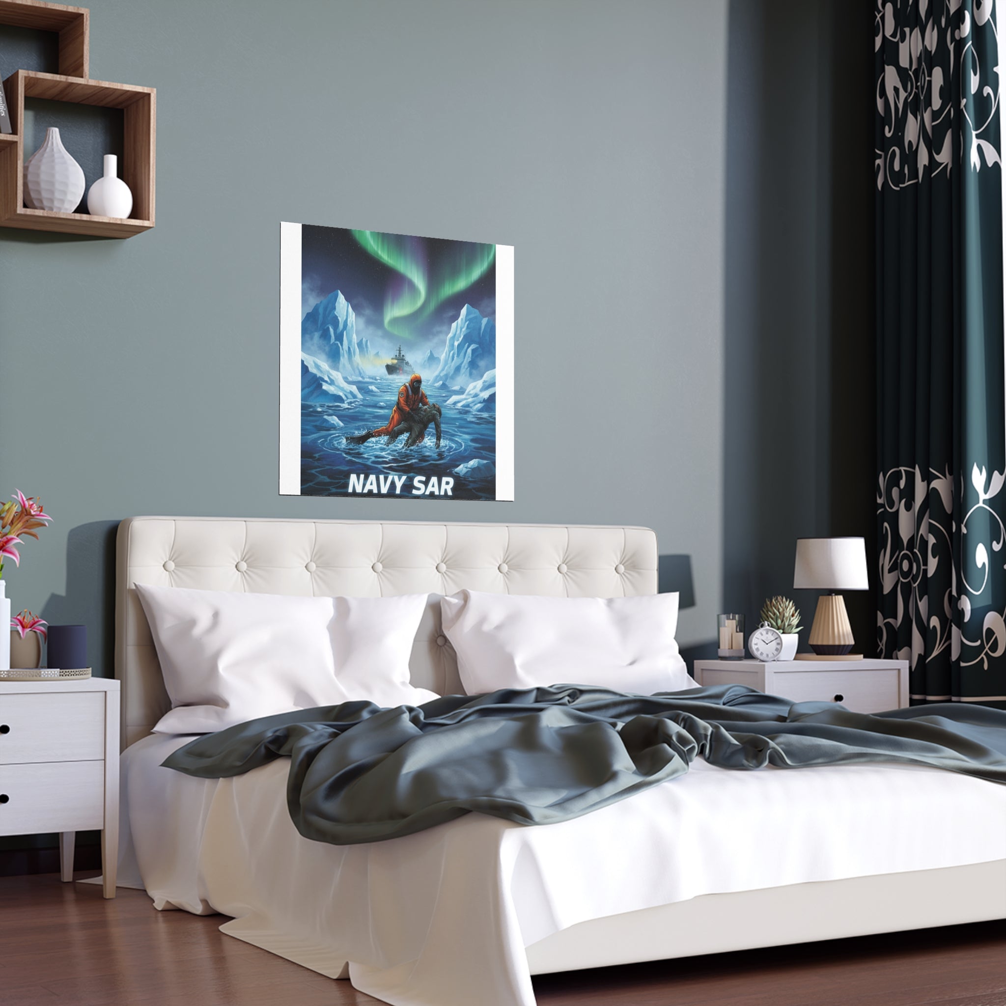 Silk Poster — 'Navy SAR Knows No Limits' Arctic Rescue Wall Art (Indoor/Outdoor)