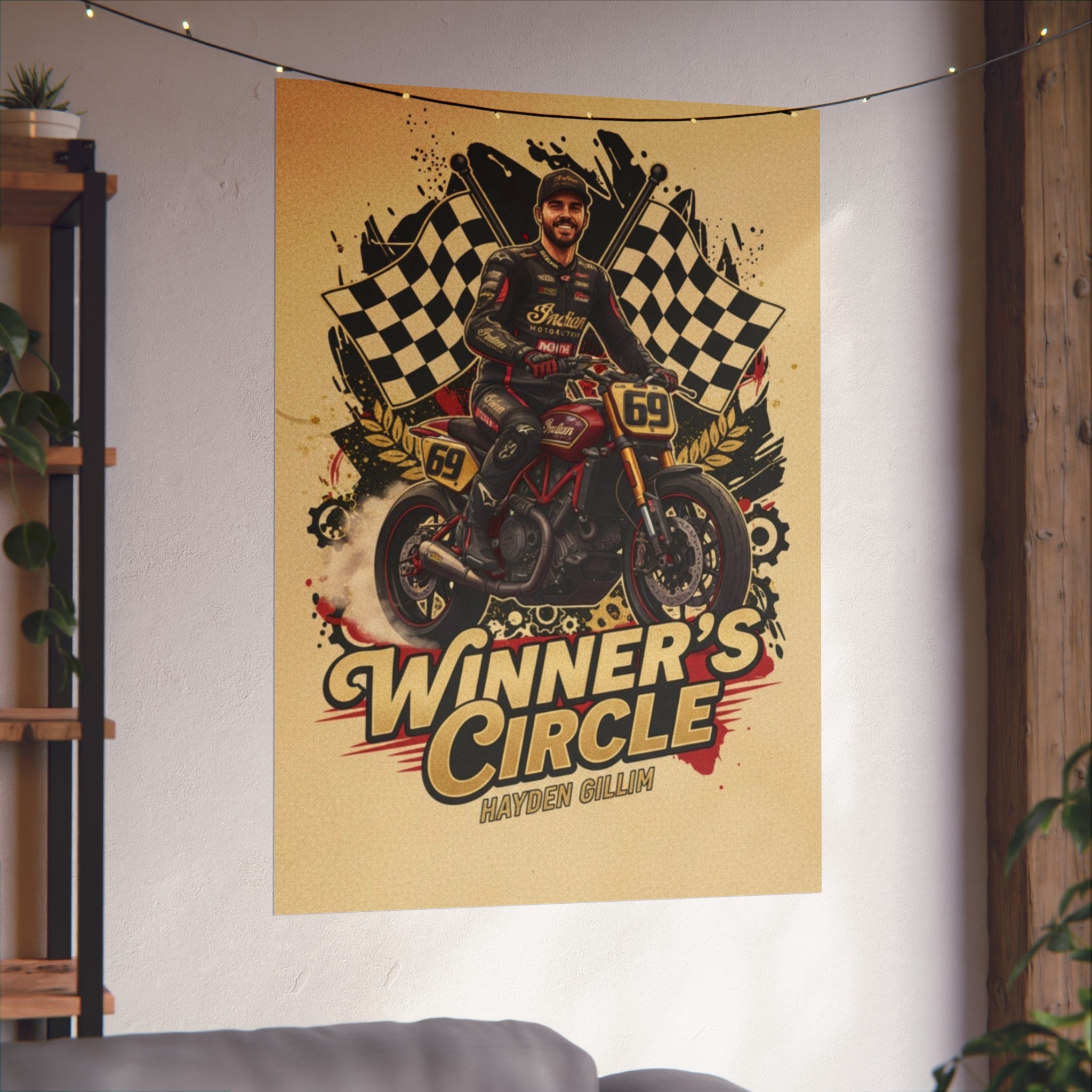 Winner's Circle Motorcycle Poster — Vintage Racing Fine Art Print