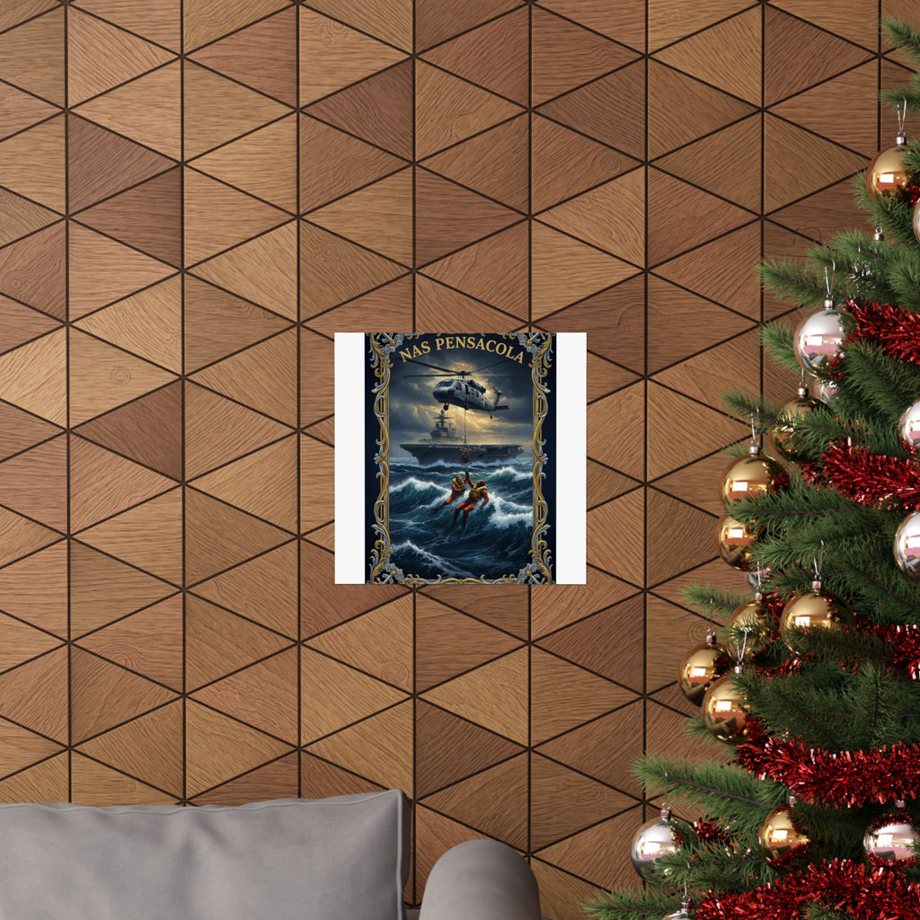 NAS Pensacola Rescue Poster — Matte Vertical Military Wall Art