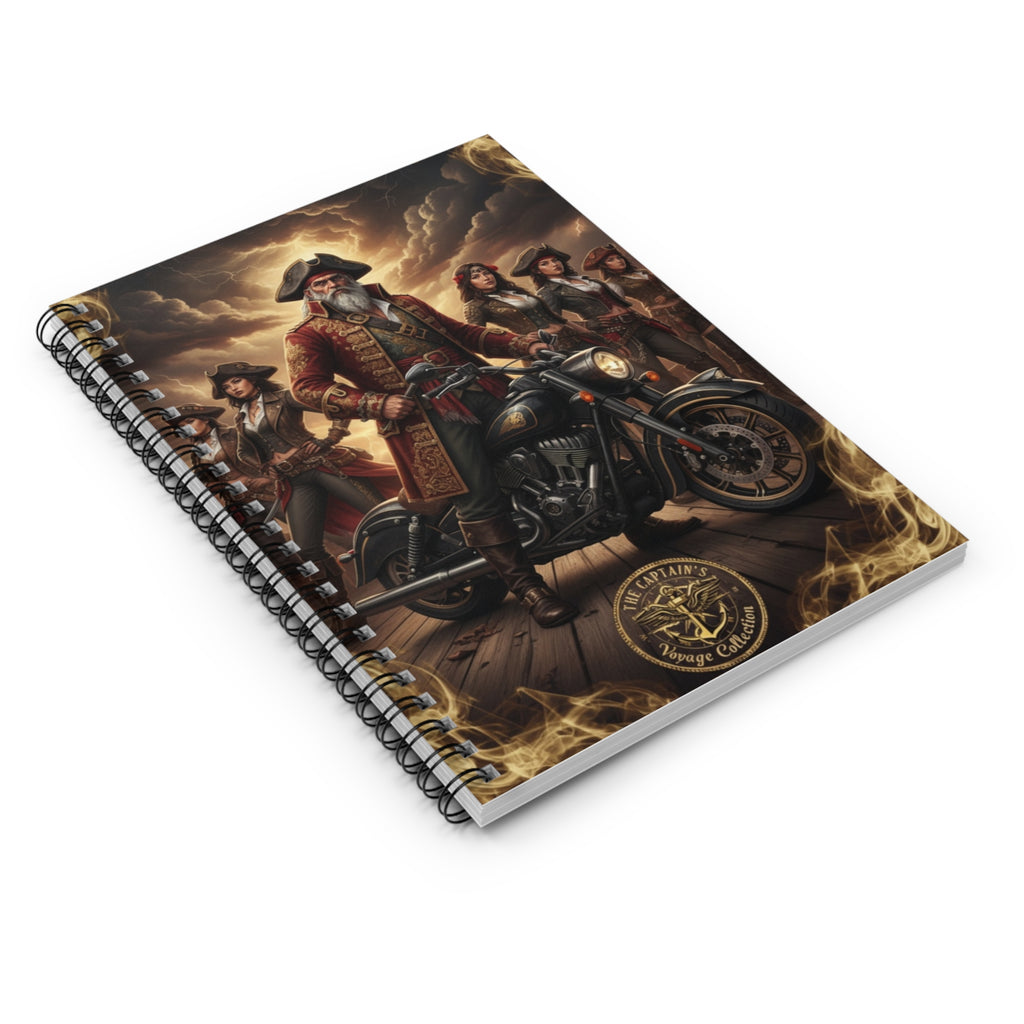 Pirate Captain Motorcycle Notebook — Ruled Spiral Journal for Riders & Adventure Fans