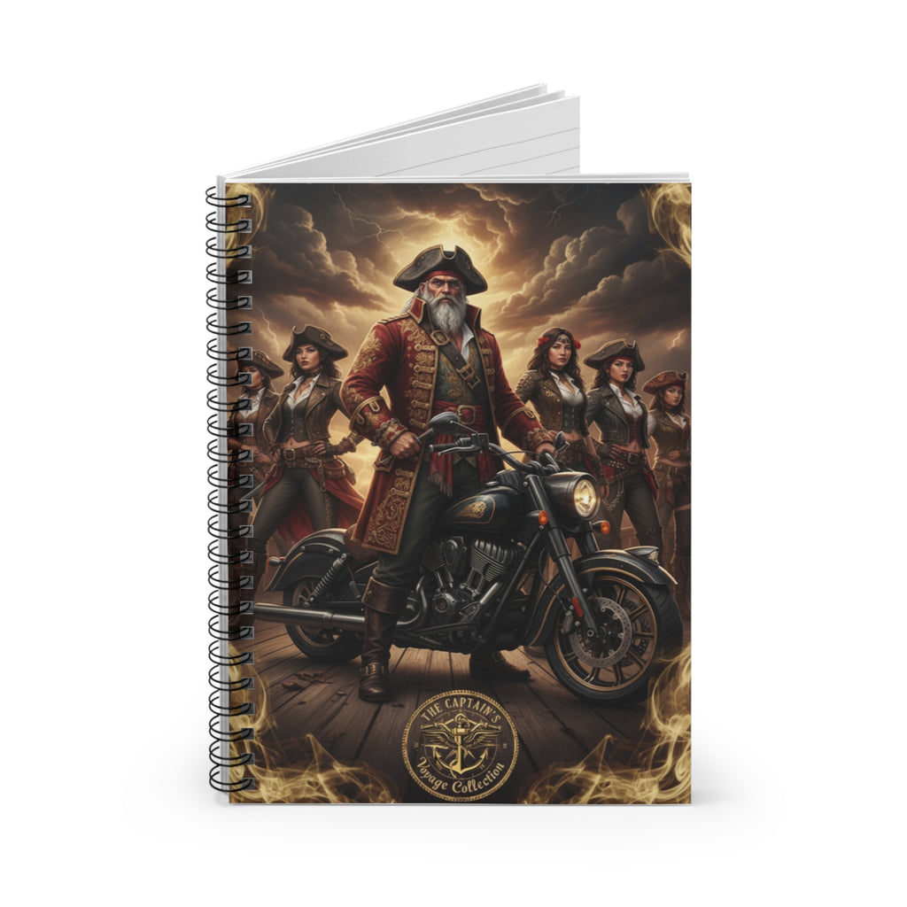 Pirate Captain Motorcycle Notebook — Ruled Spiral Journal for Riders & Adventure Fans