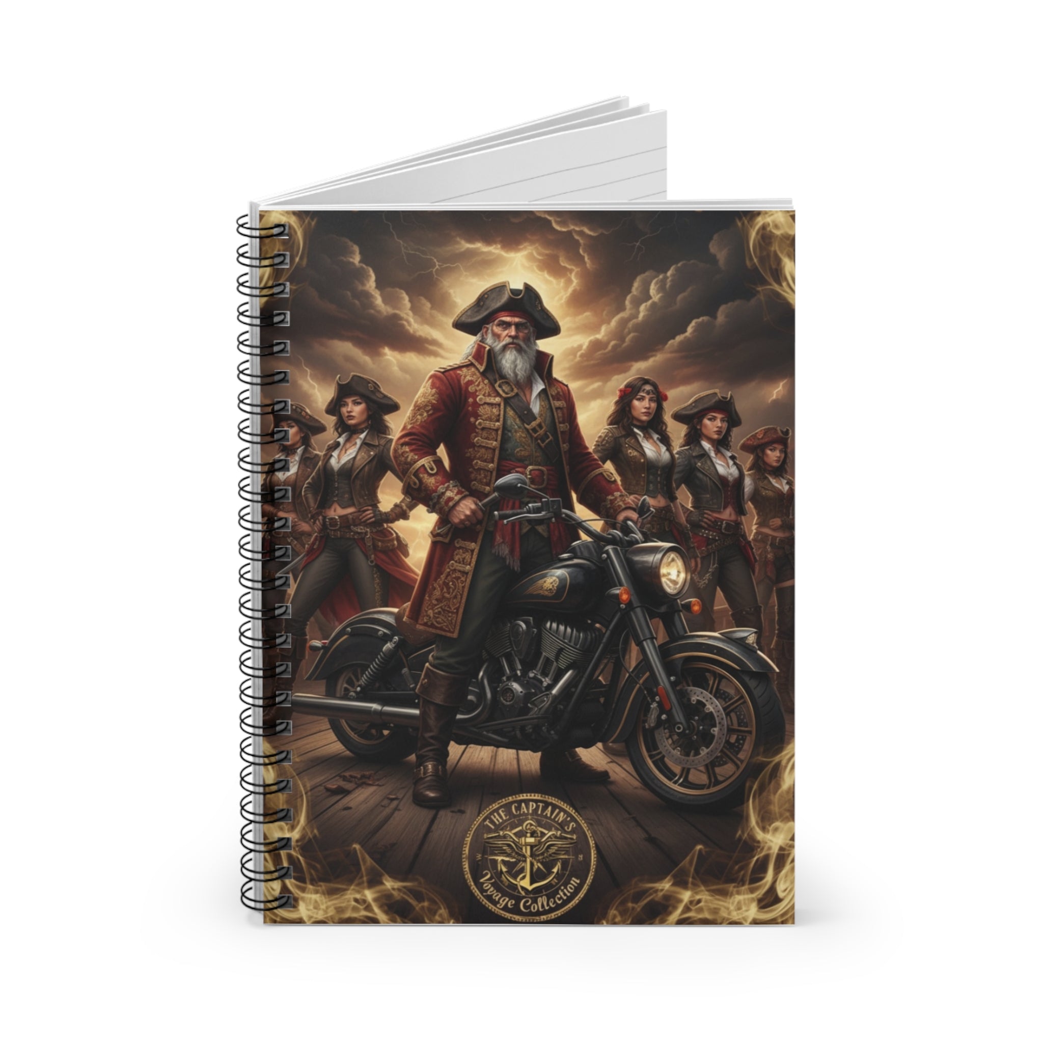 Pirate Captain Motorcycle Notebook — Ruled Spiral Journal for Riders & Adventure Fans