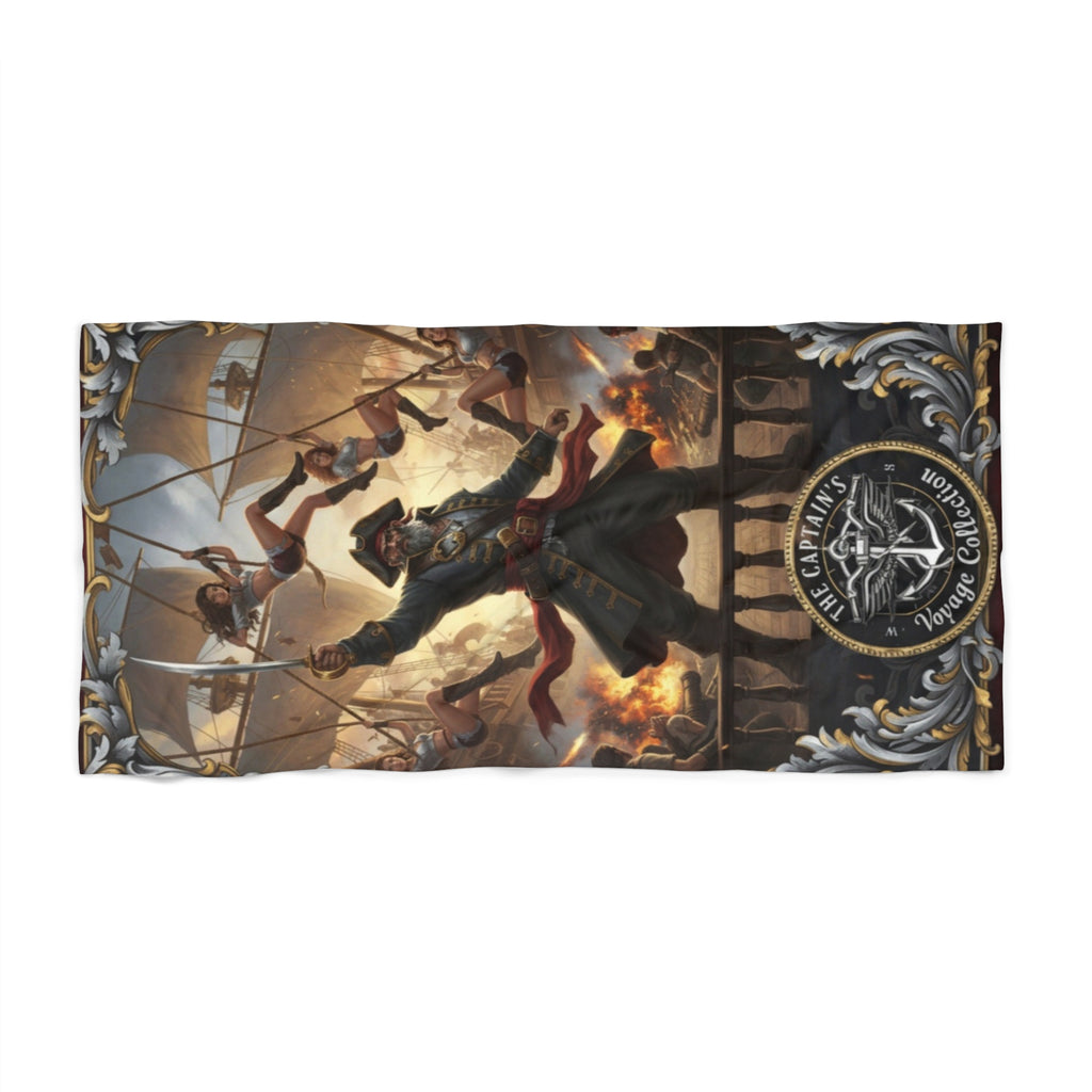 Pirate Captain Beach Towel — Vintage Nautical Ship Battle Design