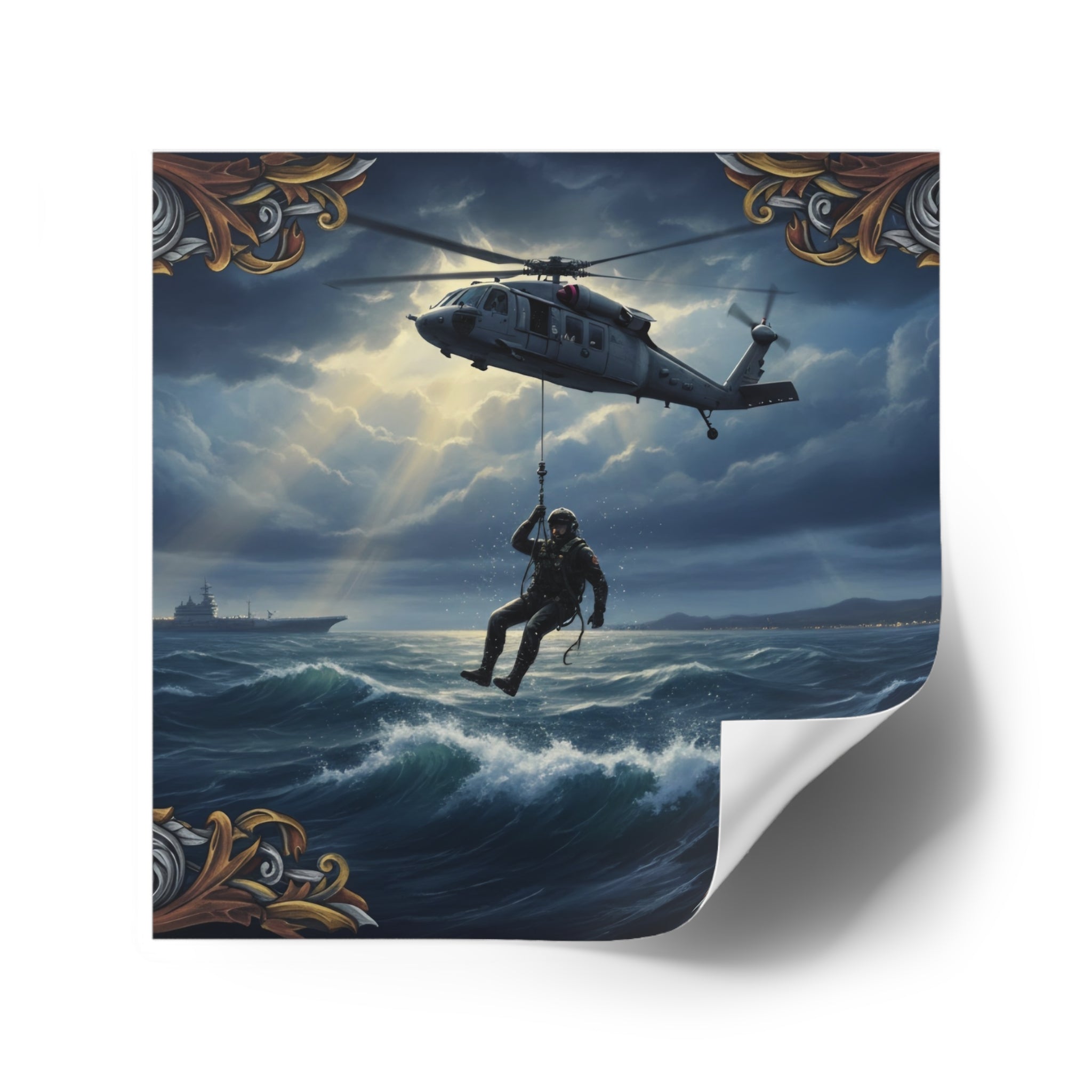 Rescue Helicopter Sea Rescue Square Sticker