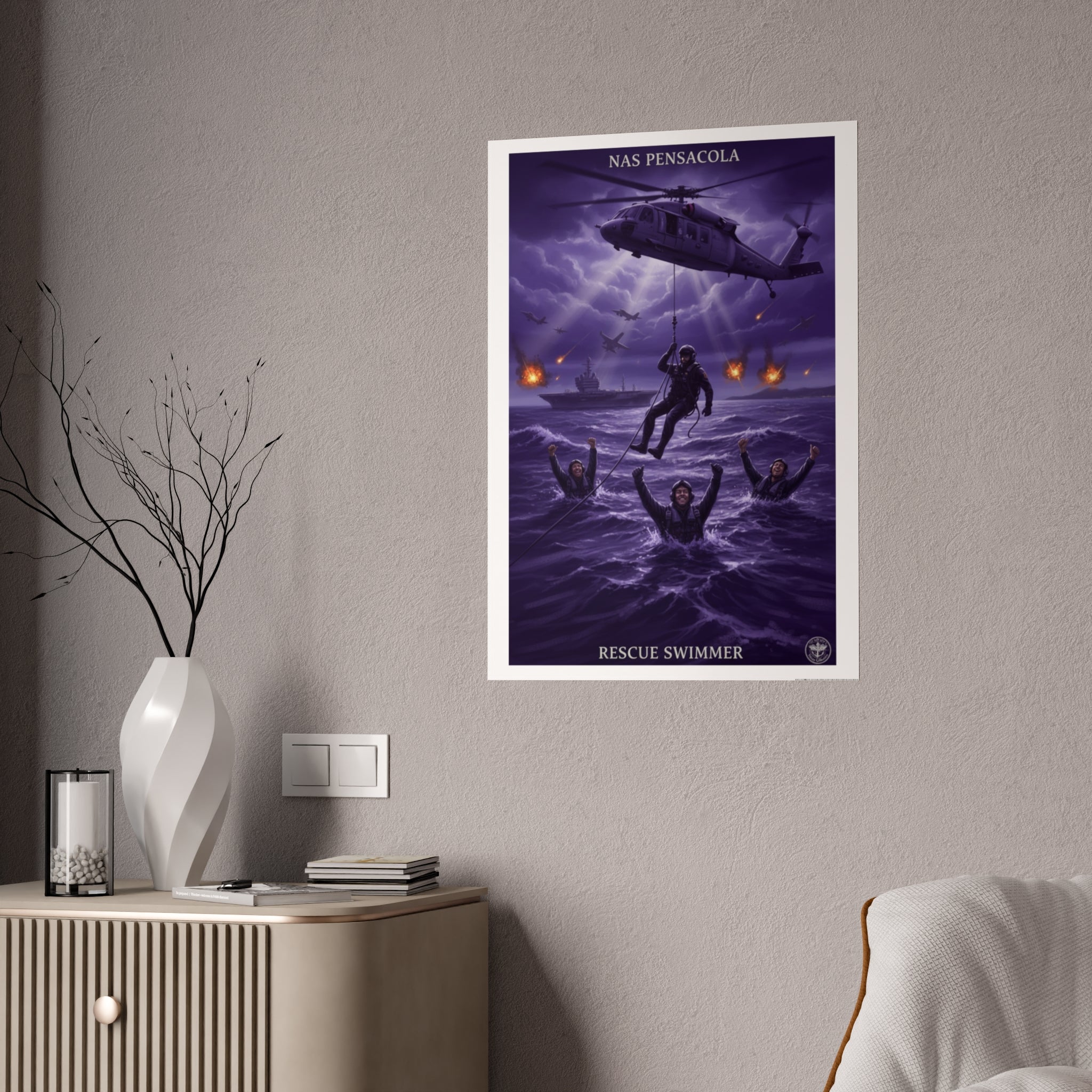 Rescue Swimmer Gloss Poster — NAS Pensacola Military Aviation Print