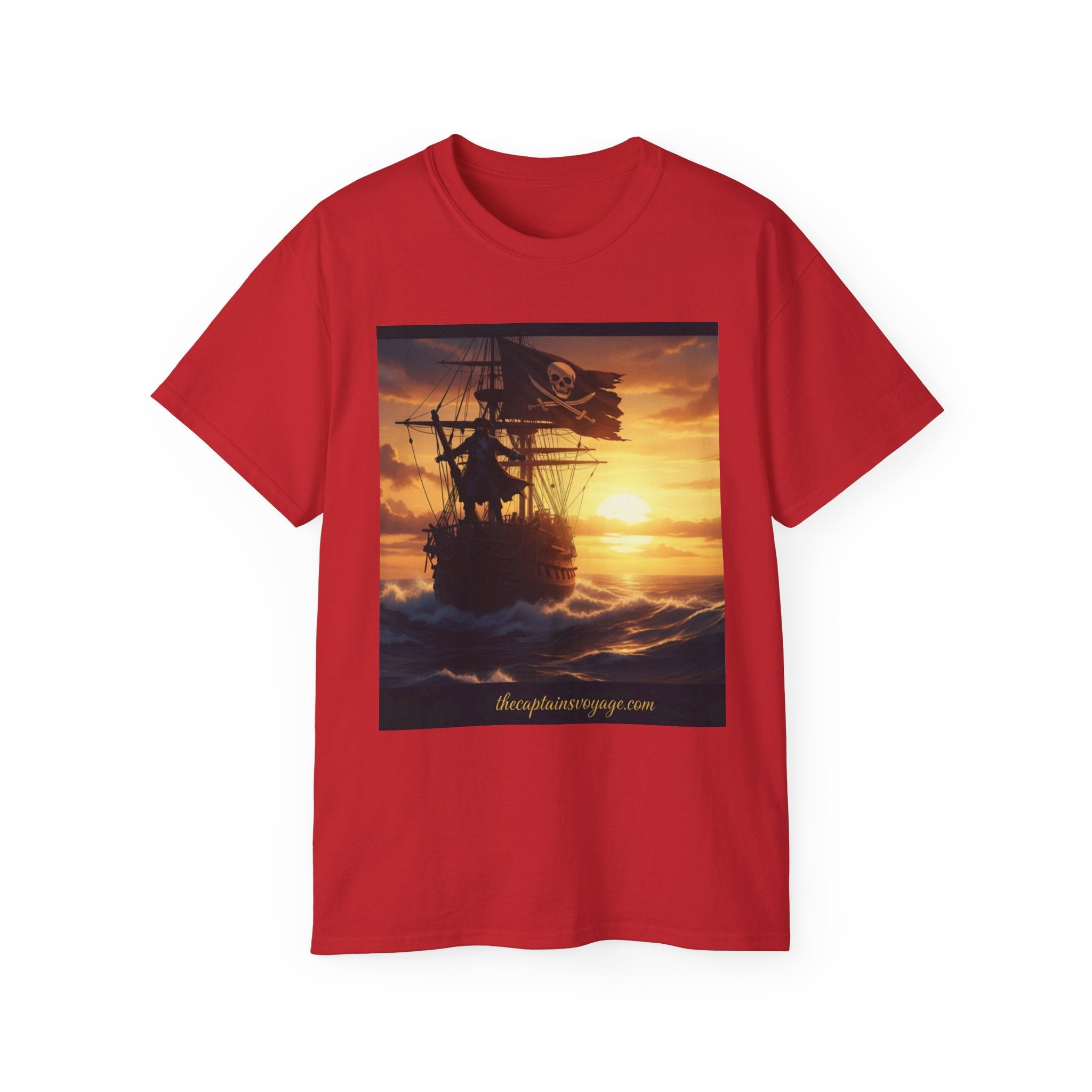 Pirate Ship Sunset Tee – Nautical Pirate Skull Graphic T-Shirt