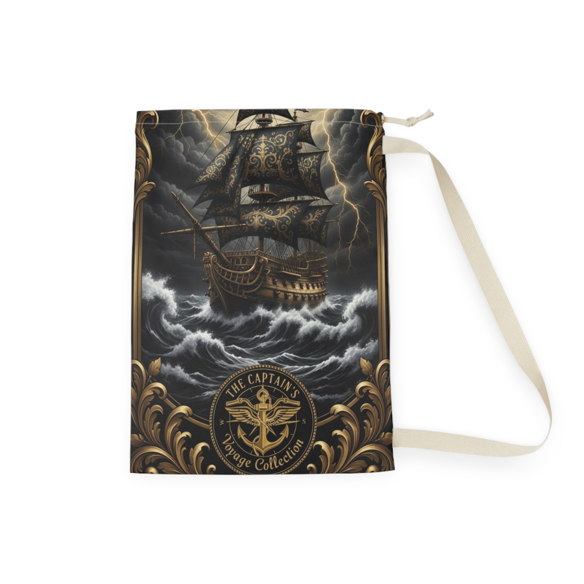 Nautical Pirate Ship Laundry Bag — Vintage Sea Captain Design
