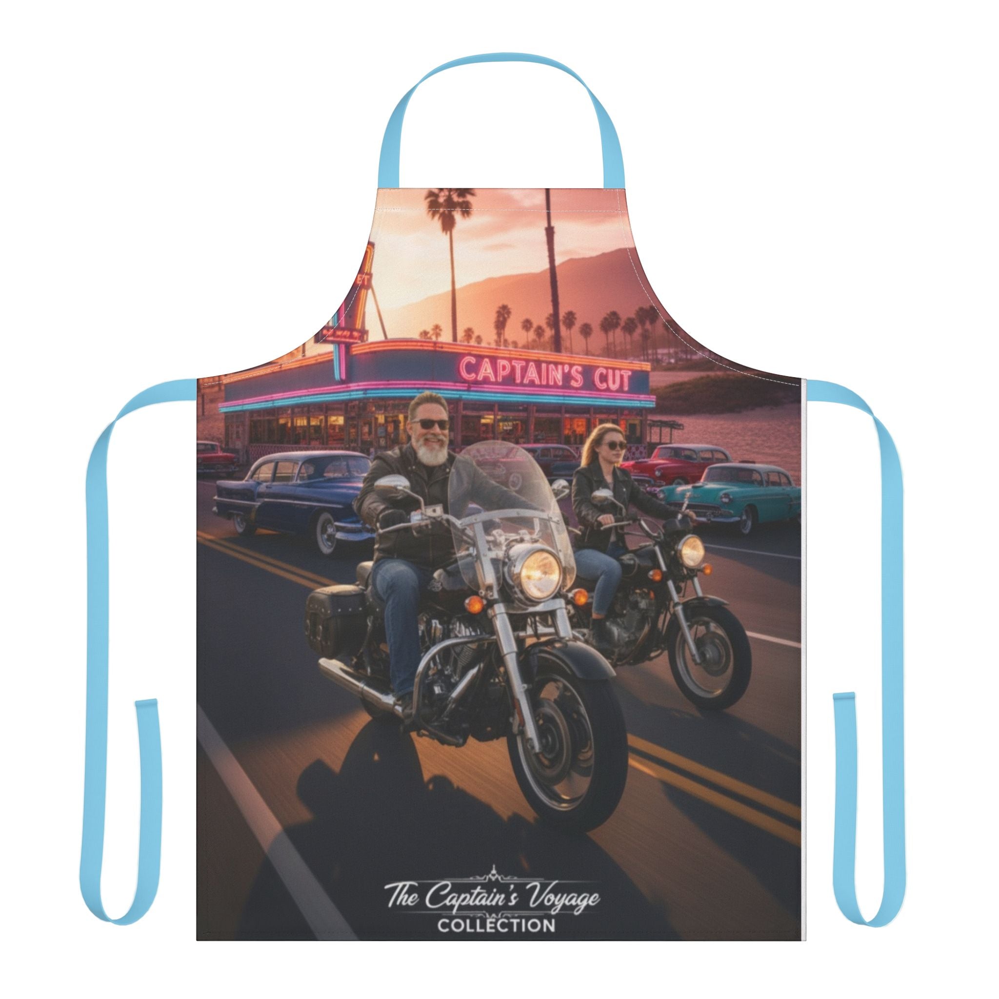 Biker Sunset Apron — Vintage Motorcycle Diner Print