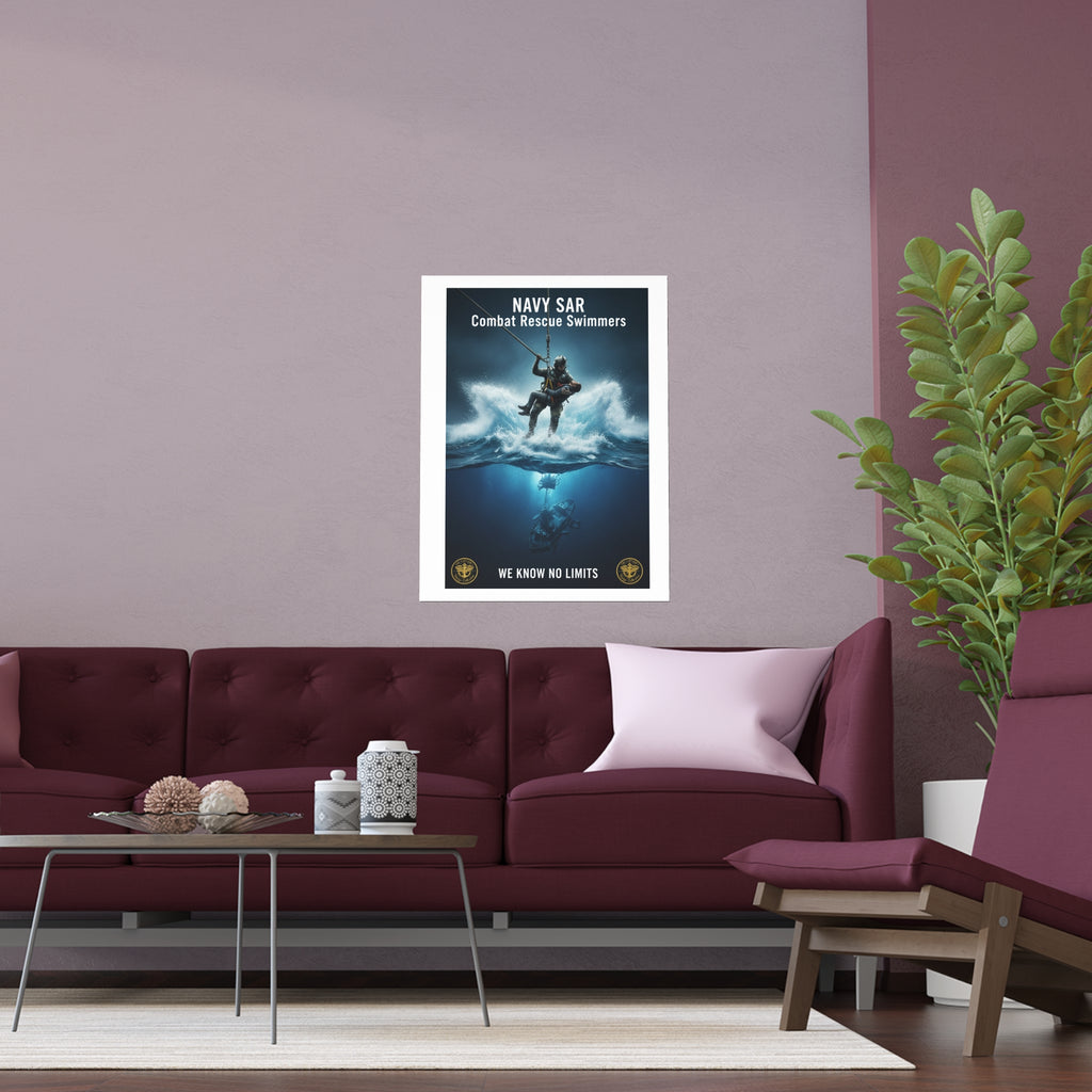 Diver Split-View Silk Poster — Underwater Adventure Wall Art (Indoor/Outdoor)