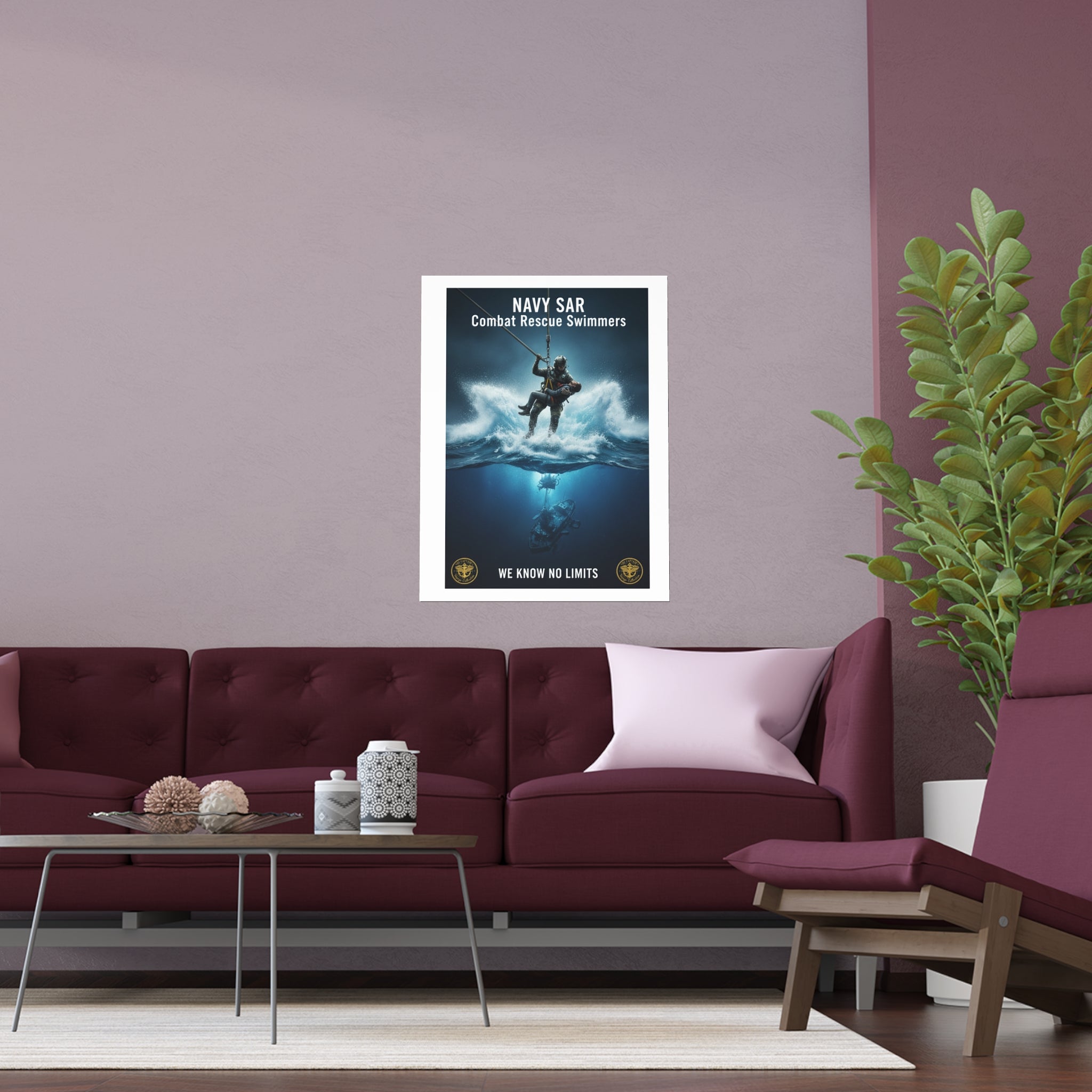 Diver Split-View Silk Poster — Underwater Adventure Wall Art (Indoor/Outdoor)