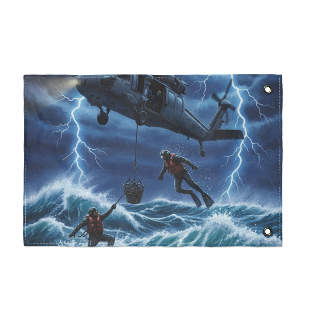 Double-Sided Nautical Rescue Flag — Navy SAR Search & Rescue Scene