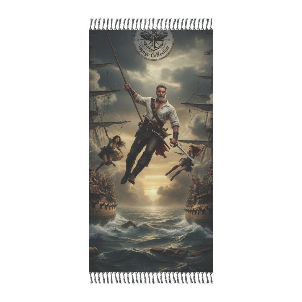 Pirate Adventure Beach Towel — Boho Nautical Shipwreck Scene