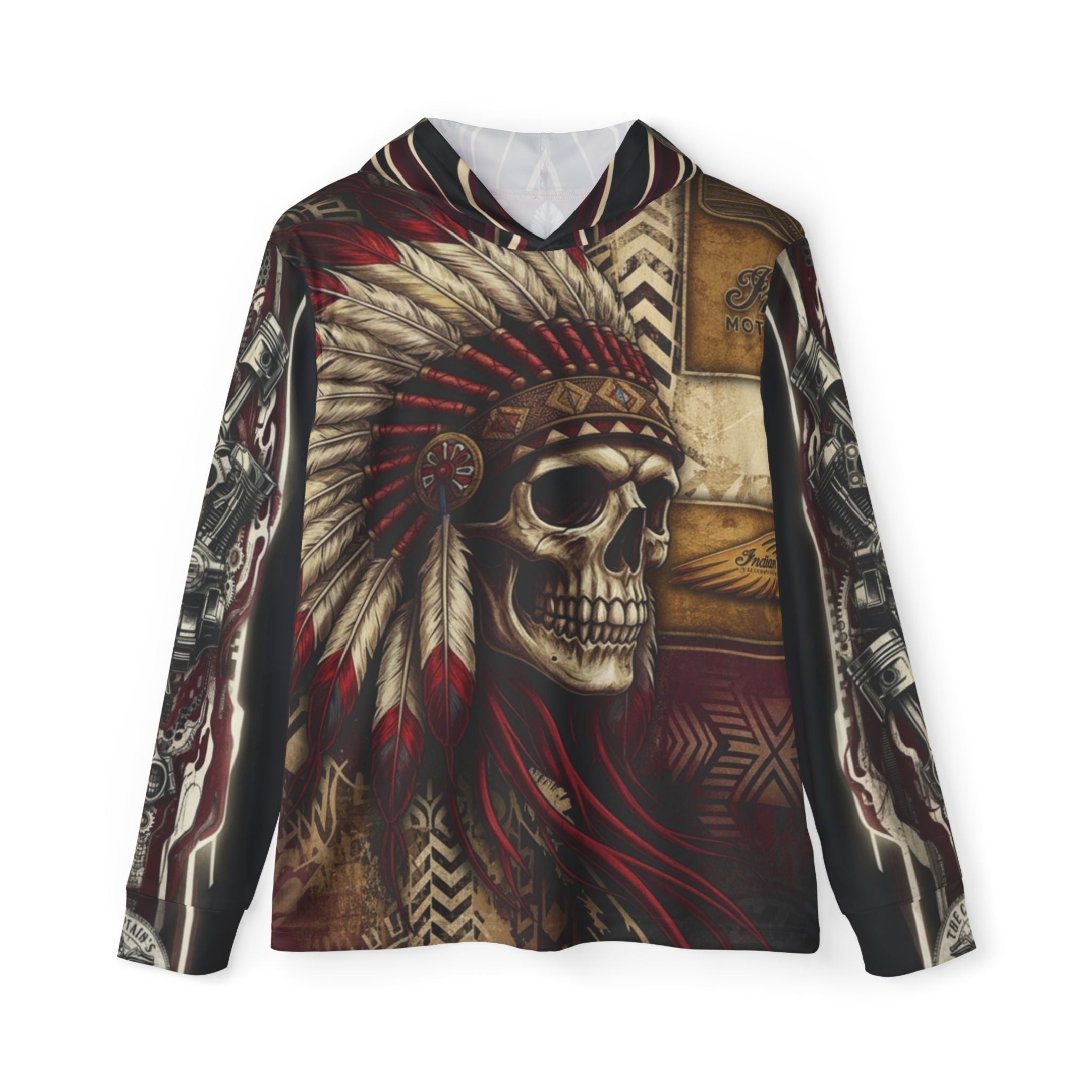 Skull Warrior Hoodie — All-Over Print Tribal Headdress Design