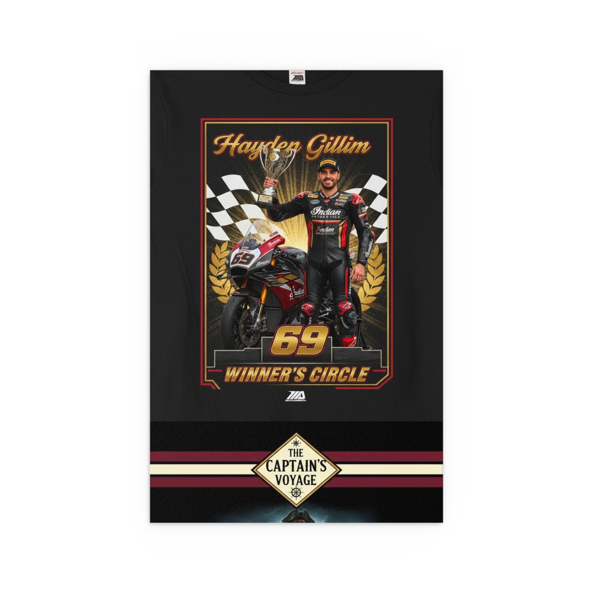 Racing Champion Silk Poster — “Winner’s Circle 69” Motorcycle Wall Art (Indoor/Outdoor)