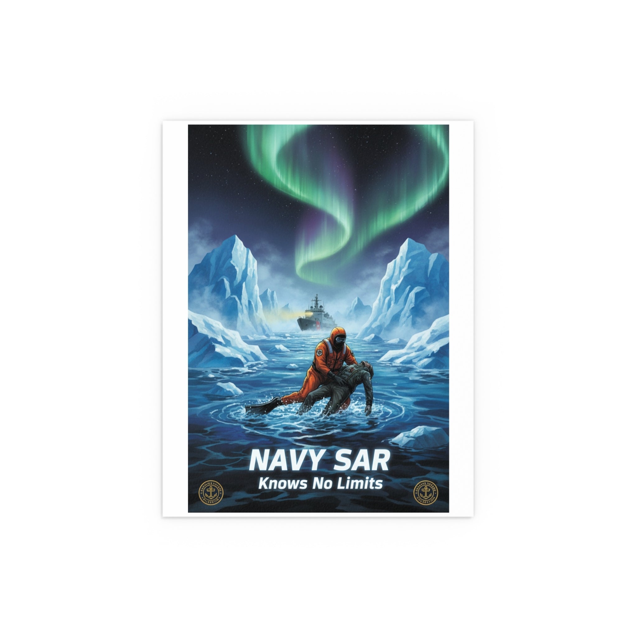 Silk Poster — 'Navy SAR Knows No Limits' Arctic Rescue Wall Art (Indoor/Outdoor)